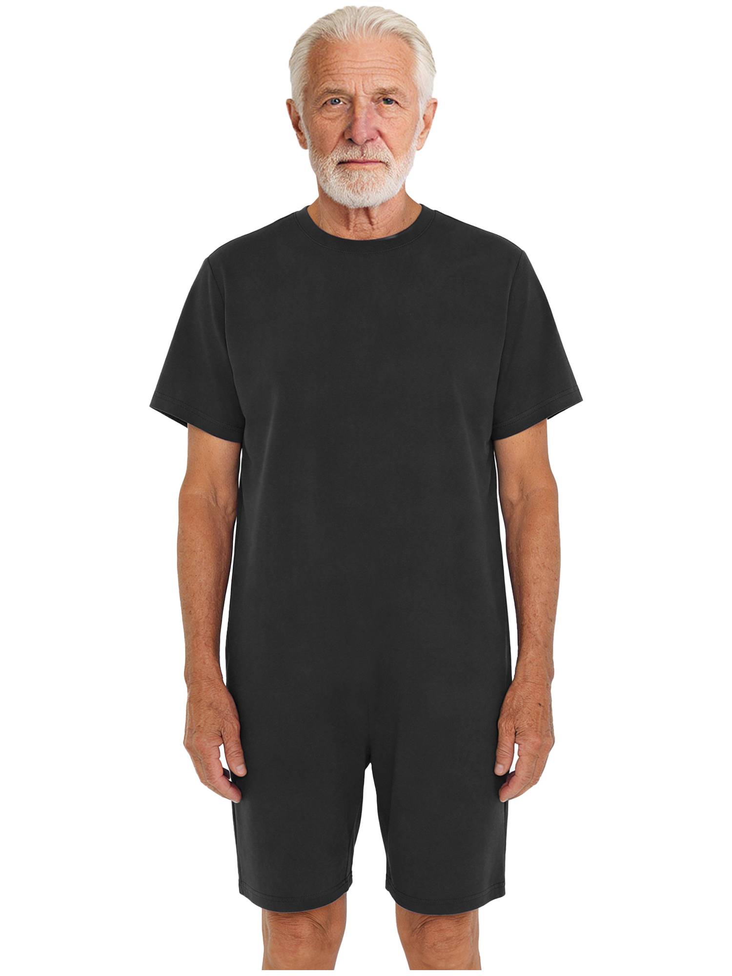 Adults Unisex Anti-strip Adaptive Jumpsuit Short Sleeve Back Zipper Rompers