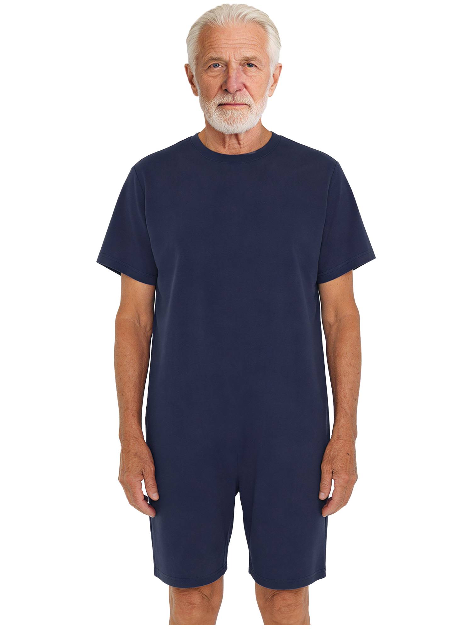 Adults Unisex Anti-strip Adaptive Jumpsuit Short Sleeve Back Zipper Rompers