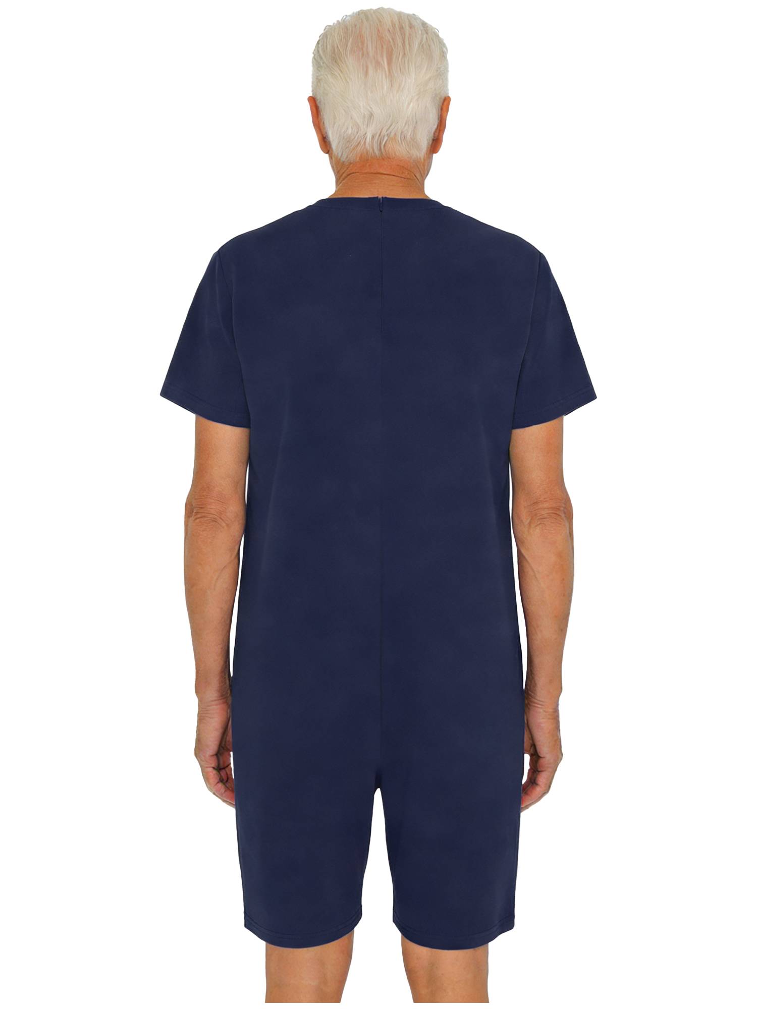 Adults Unisex Anti-strip Adaptive Jumpsuit Short Sleeve Back Zipper Rompers