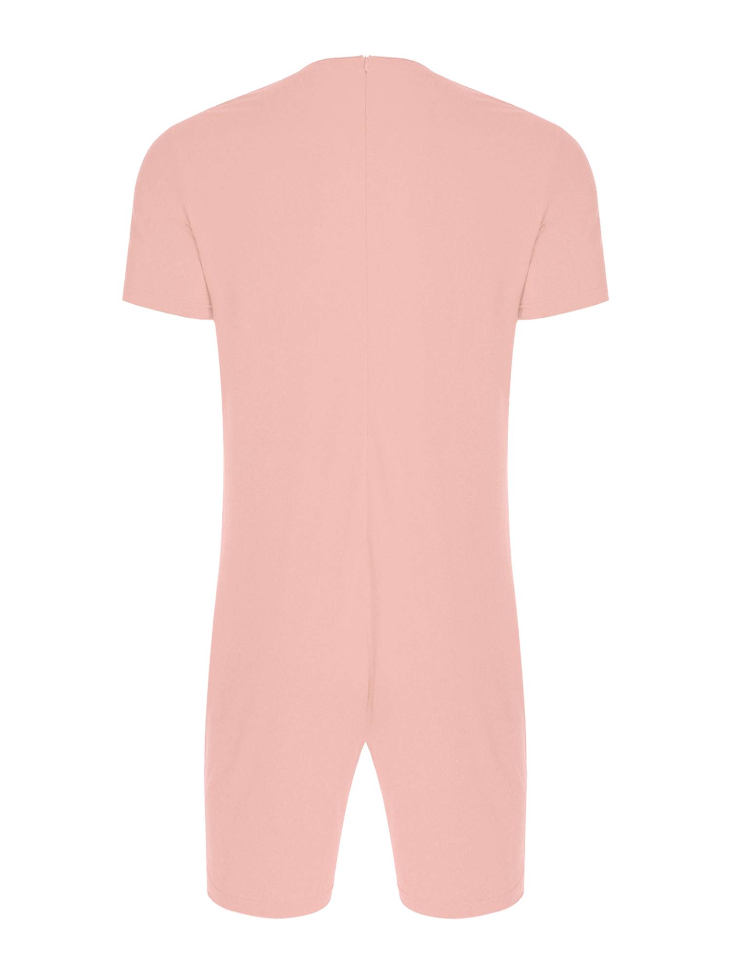 Adults Unisex Anti-strip Adaptive Jumpsuit Short Sleeve Back Zipper Rompers