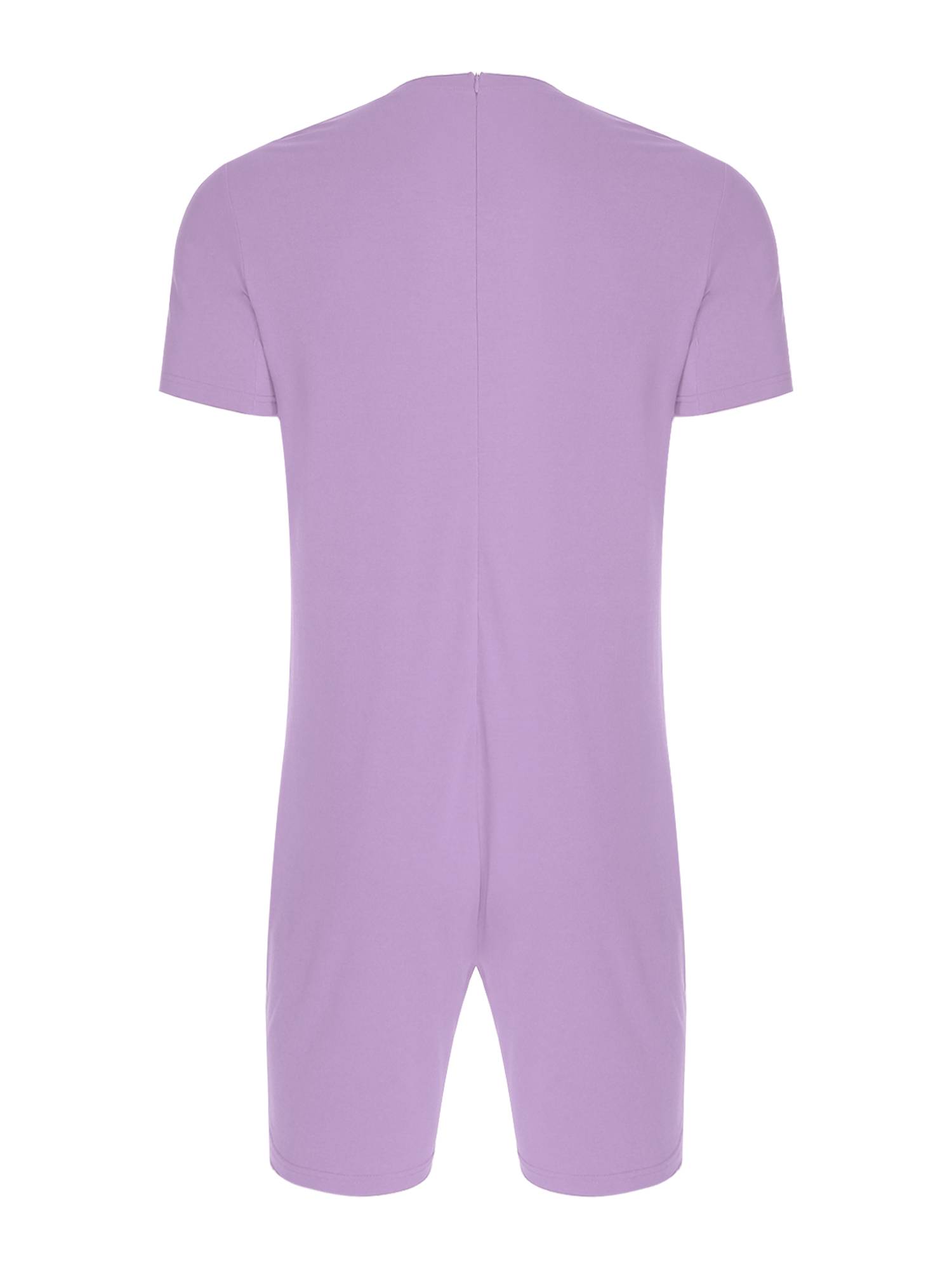 Adults Unisex Anti-strip Adaptive Jumpsuit Short Sleeve Back Zipper Rompers