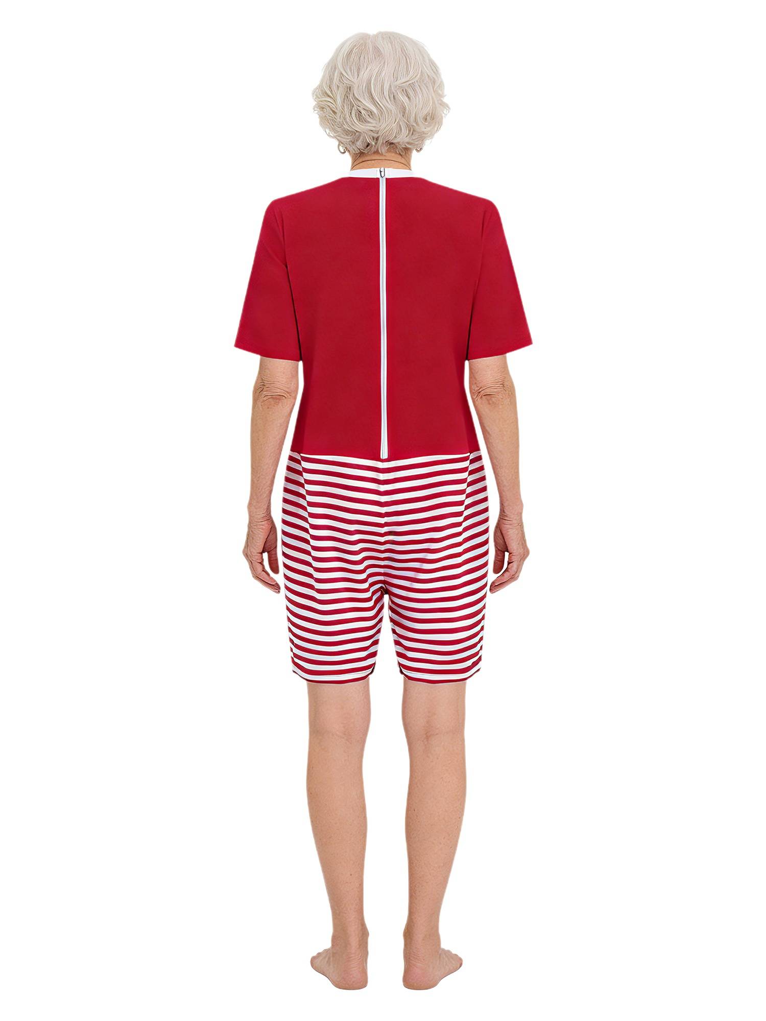 Women Adaptive Anti-Strip Romper Back Zipper Jumpsuit for Dementia, Alzheimer's