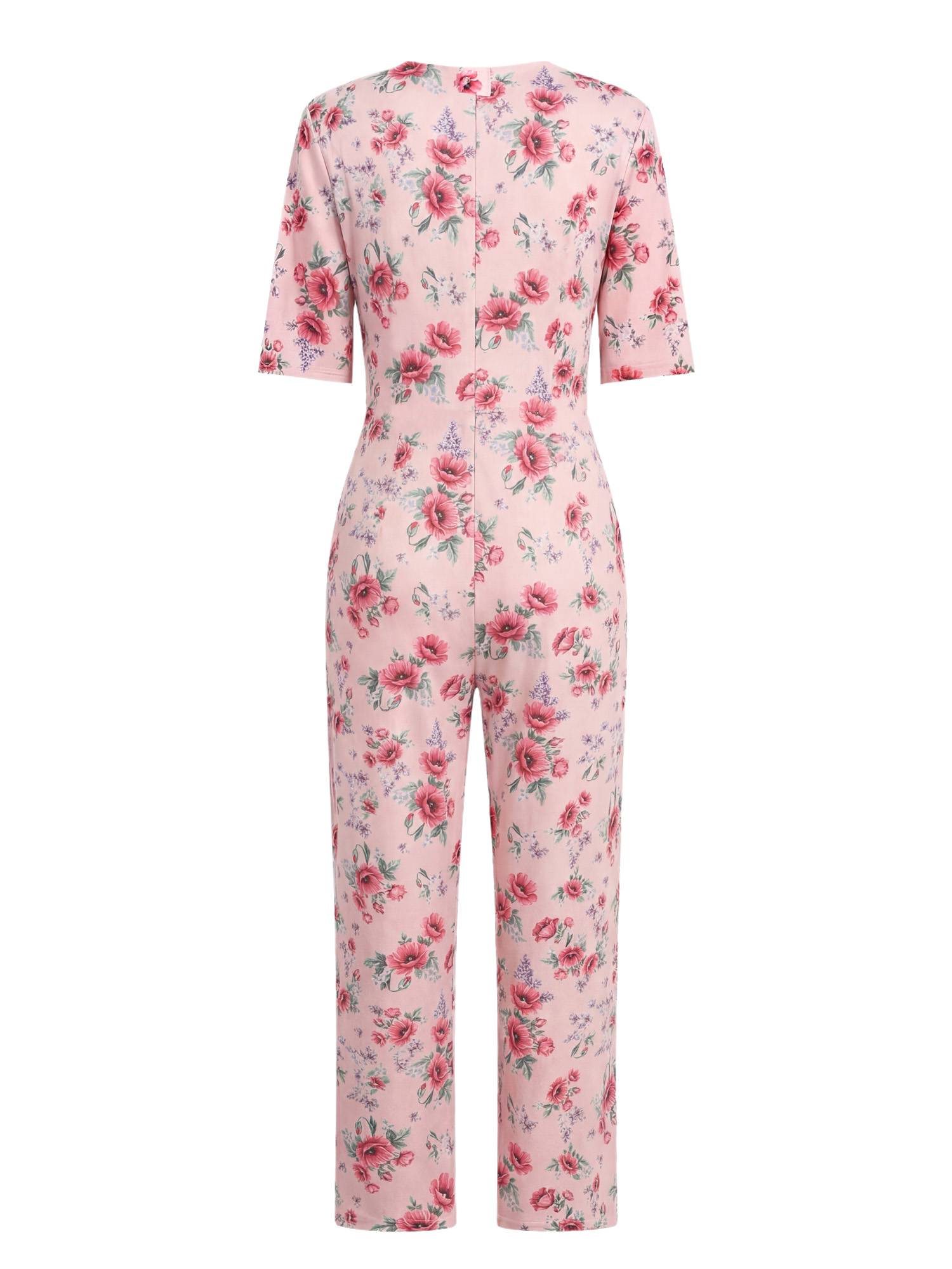 Womens Floral Short Sleeve Back Zipper Anti-strip Adaptive Rompers for Alzheimer