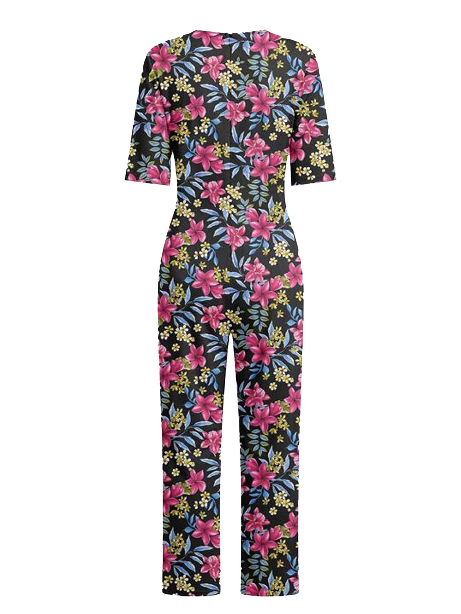 Womens Floral Short Sleeve Back Zipper Anti-strip Adaptive Rompers for Alzheimer