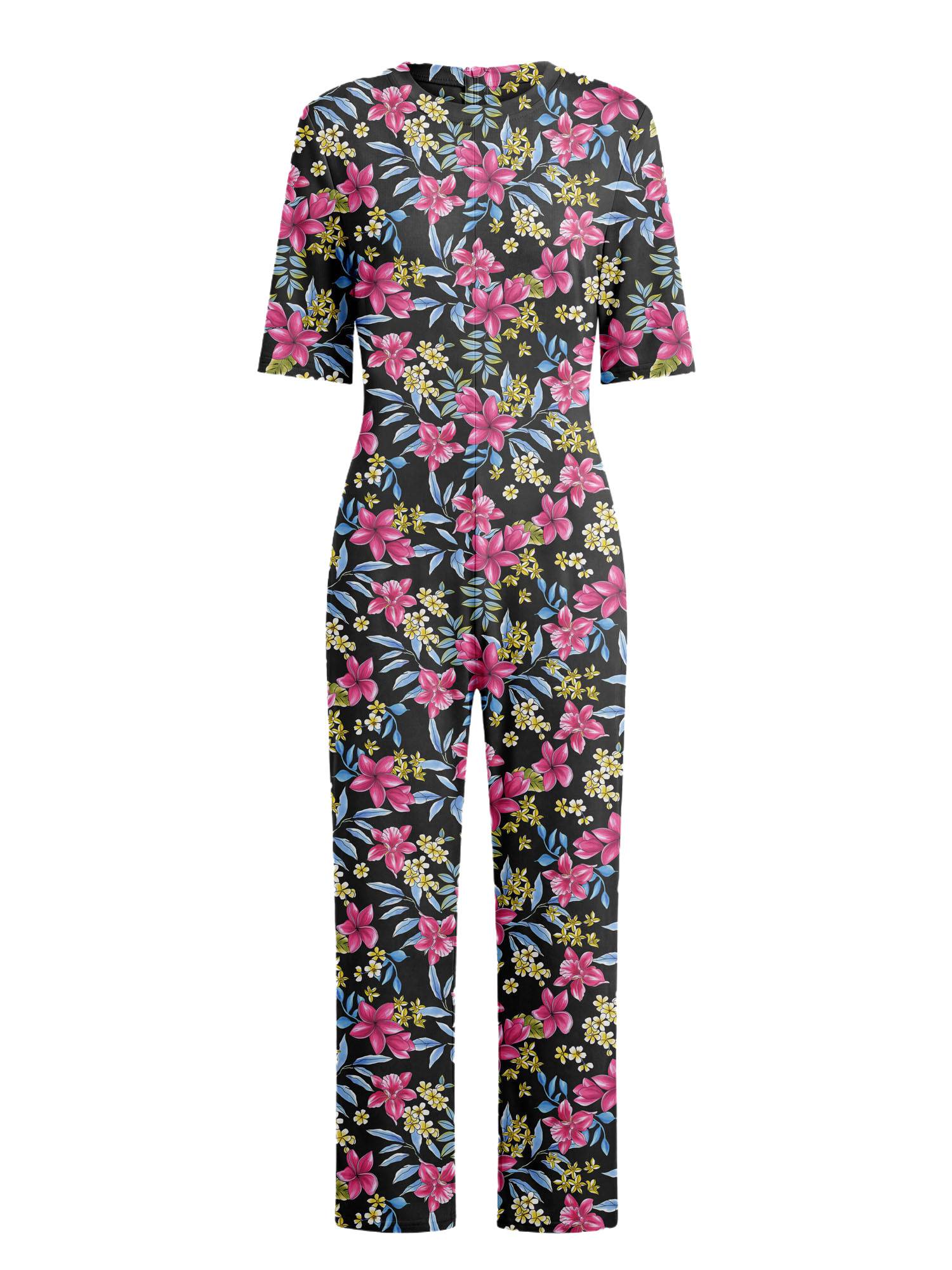 Womens Floral Short Sleeve Back Zipper Anti-strip Adaptive Rompers for Alzheimer