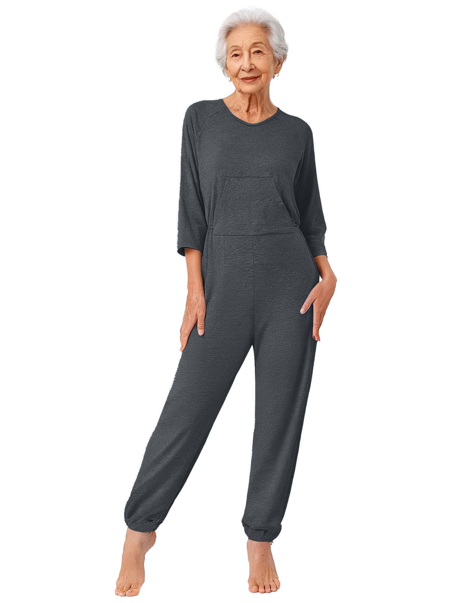 Unisex Adult Long Sleeve Anti-Strip Adaptive Jumpsuit for Dementia, Special Need