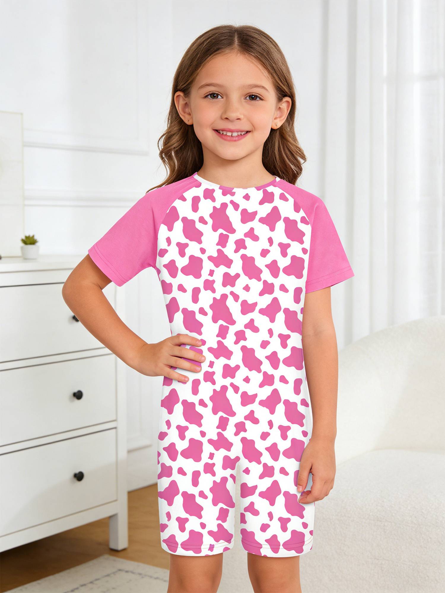 Kids Special Needs Adaptive Clothing Cute Printed Anti-strip Jumpsuit