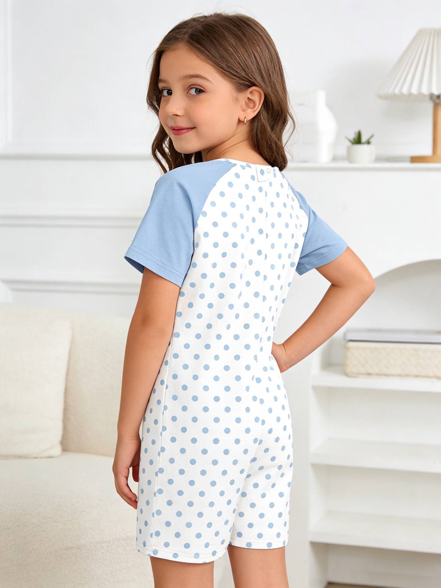 Kids Special Needs Adaptive Clothing Cute Printed Anti-strip Jumpsuit