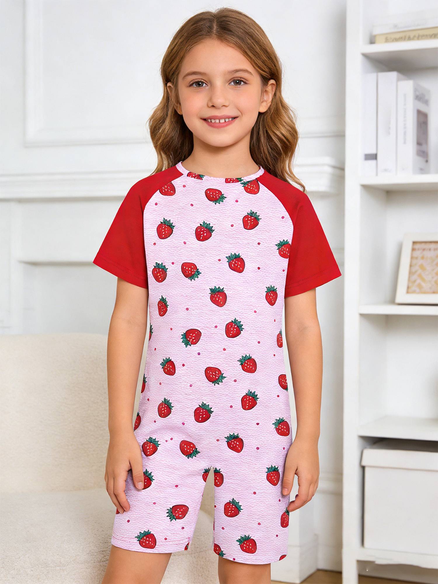 Kids Special Needs Adaptive Clothing Cute Printed Anti-strip Jumpsuit