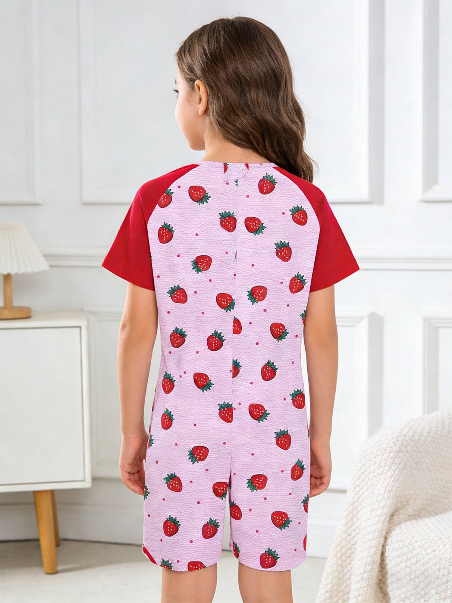 Kids Special Needs Adaptive Clothing Cute Printed Anti-strip Jumpsuit