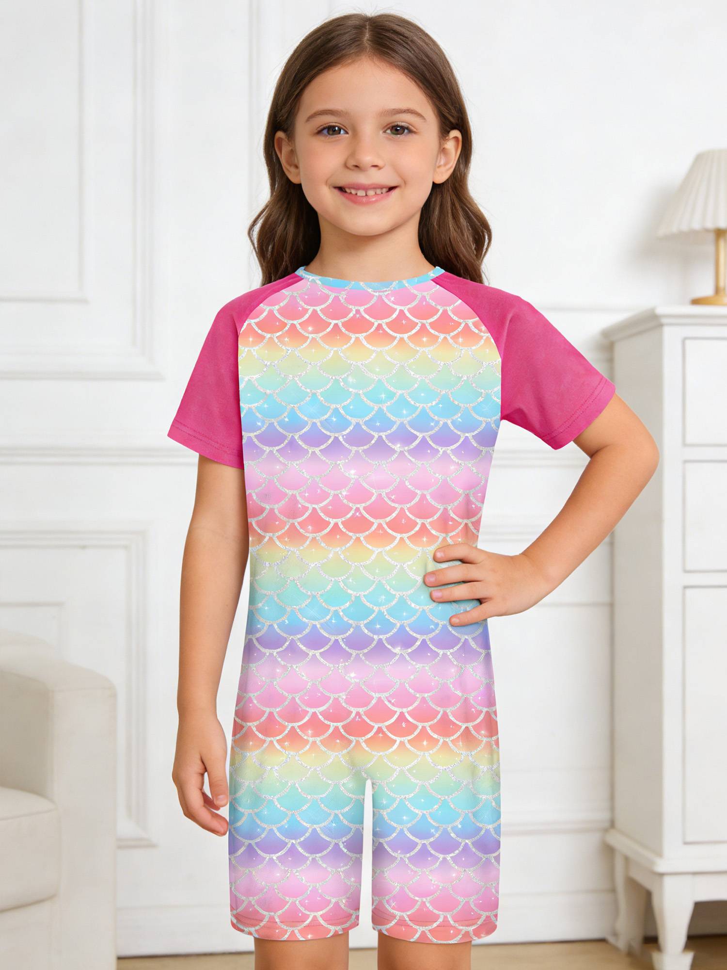 Kids Special Needs Adaptive Clothing Cute Printed Anti-strip Jumpsuit