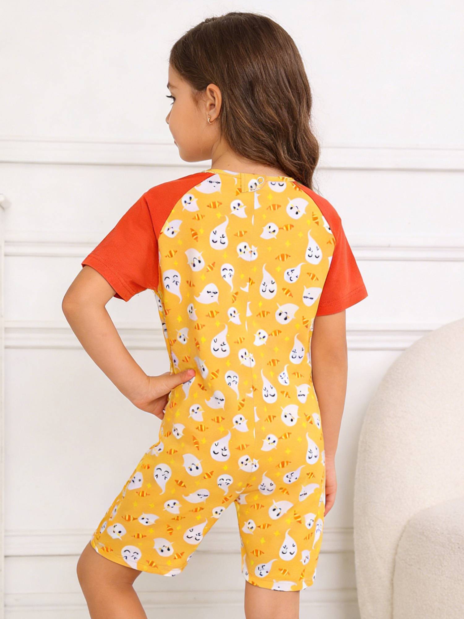 Kids Special Needs Adaptive Clothing Cute Printed Anti-strip Jumpsuit