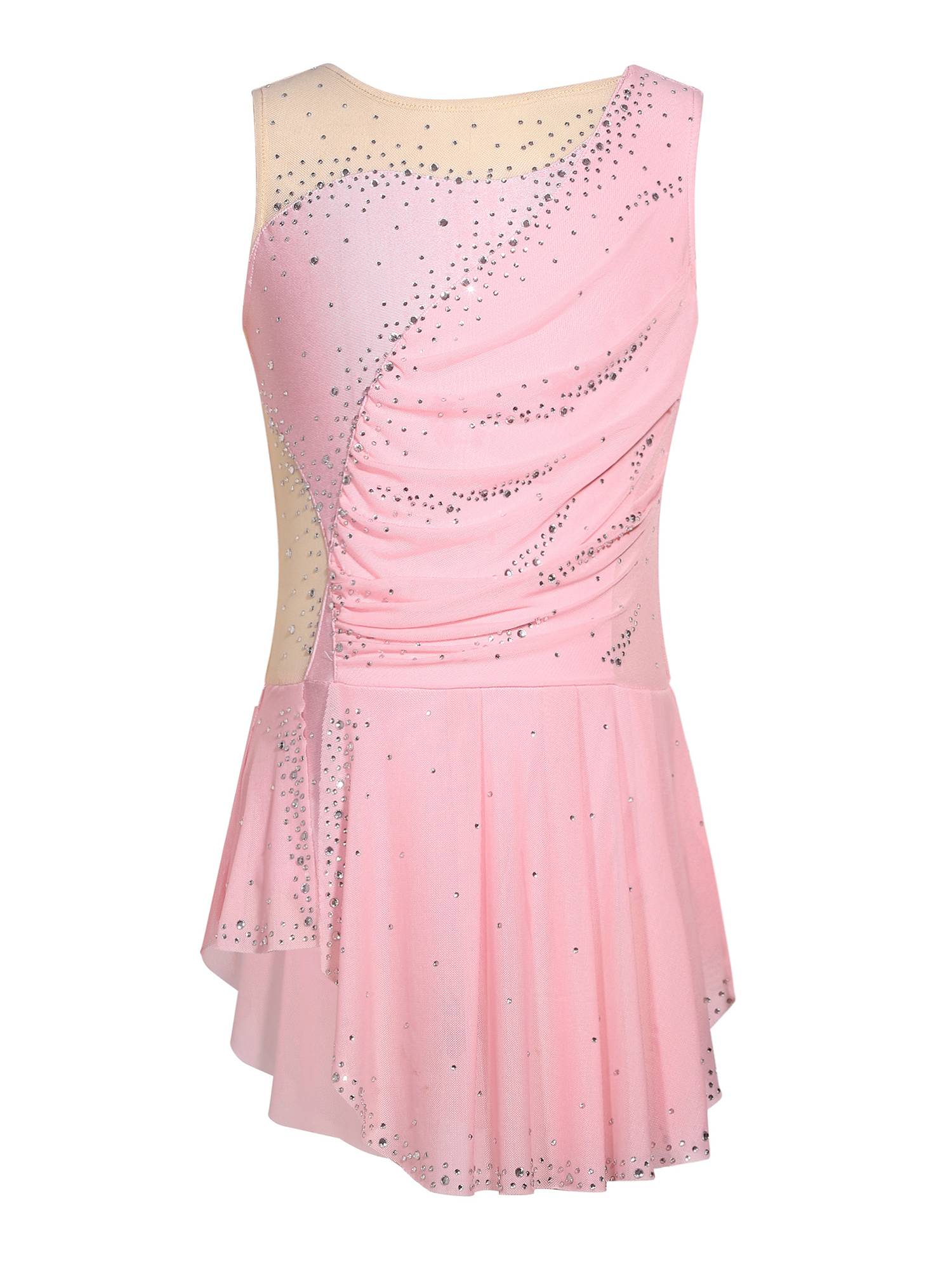 Girls Sparkly Rhinestone Sleeveless Figure Ice Skating Dress