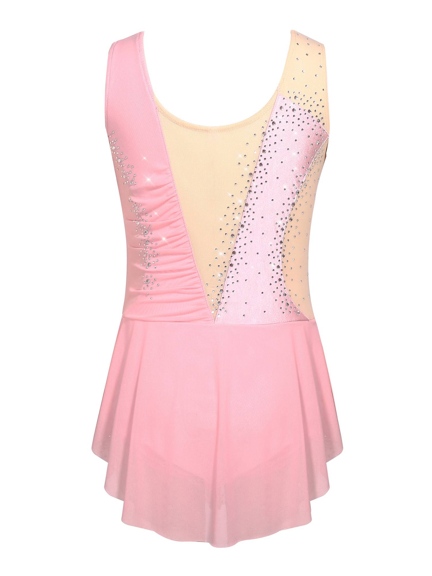 Girls Sparkly Rhinestone Sleeveless Figure Ice Skating Dress