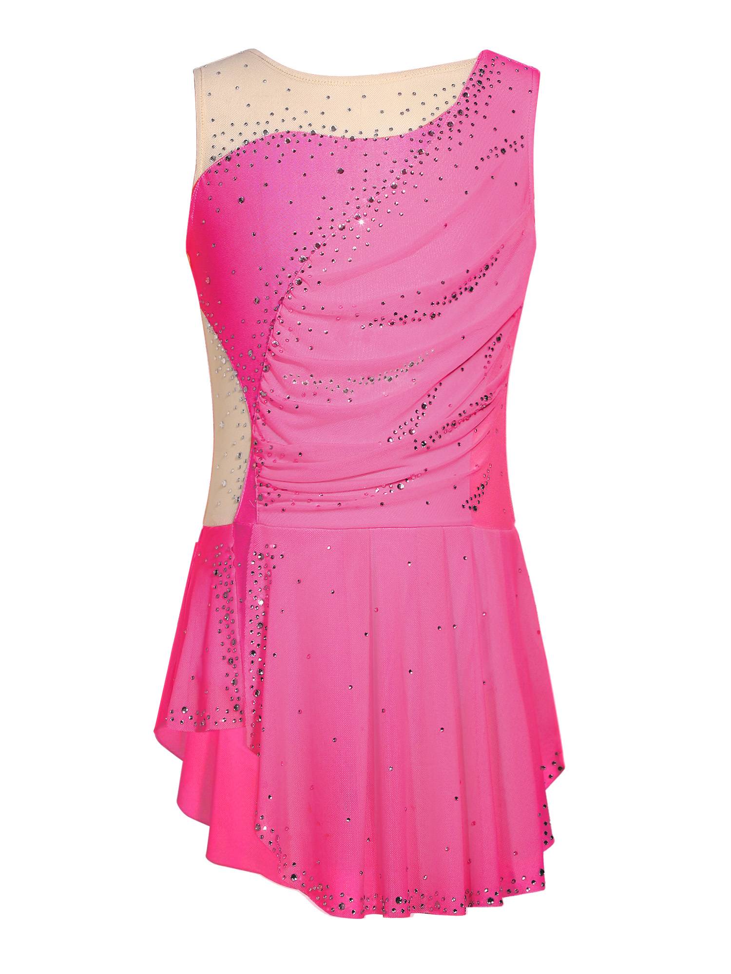 Girls Sparkly Rhinestone Sleeveless Figure Ice Skating Dress