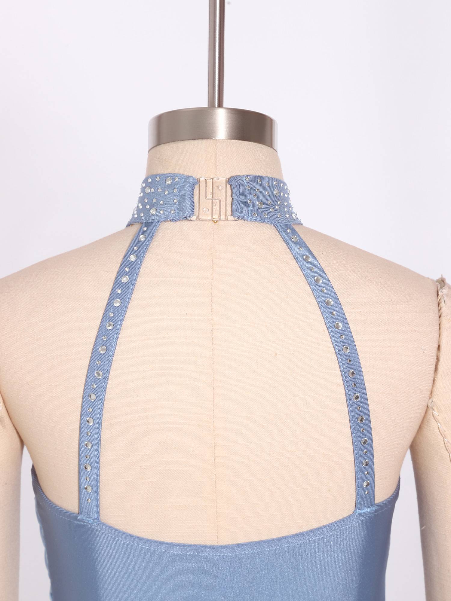 Girls Lyrical Dance Jumpsuit Sleeveless Rhinestone Halter Ballet Skating Leotard