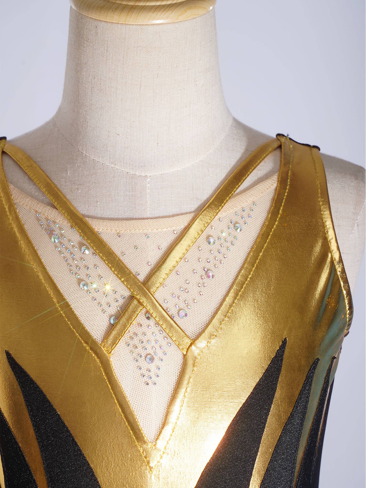 Girls Sleeveless Metallic Rhinetone Figure Skating Dress Gymnastics Leotard