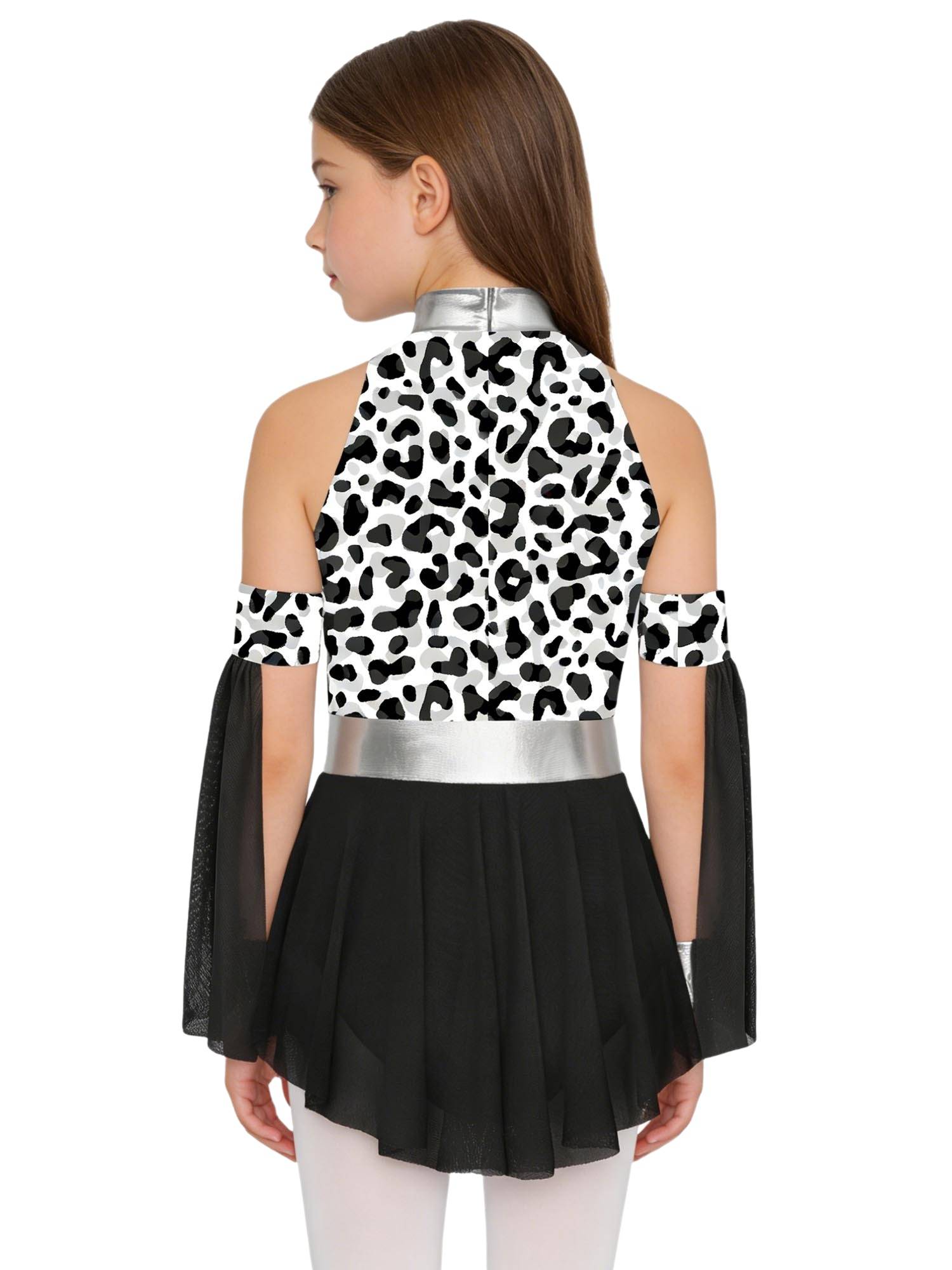 Kids Prehistoric Cave Costume Set Leopard Print Dress with Oversleeves