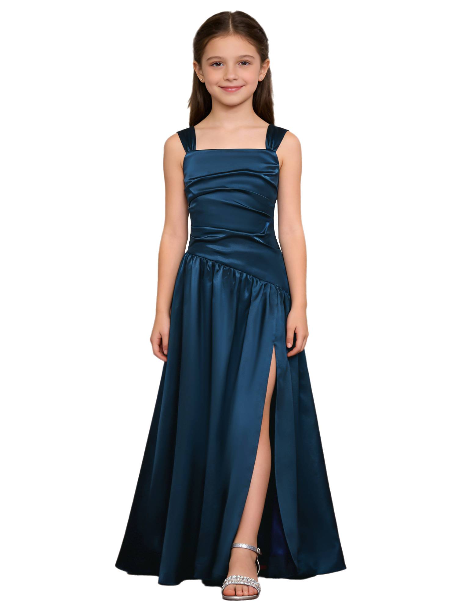 Girls Elegant Satiny Party Gown Flower Girl Dress for Wedding & Baptism