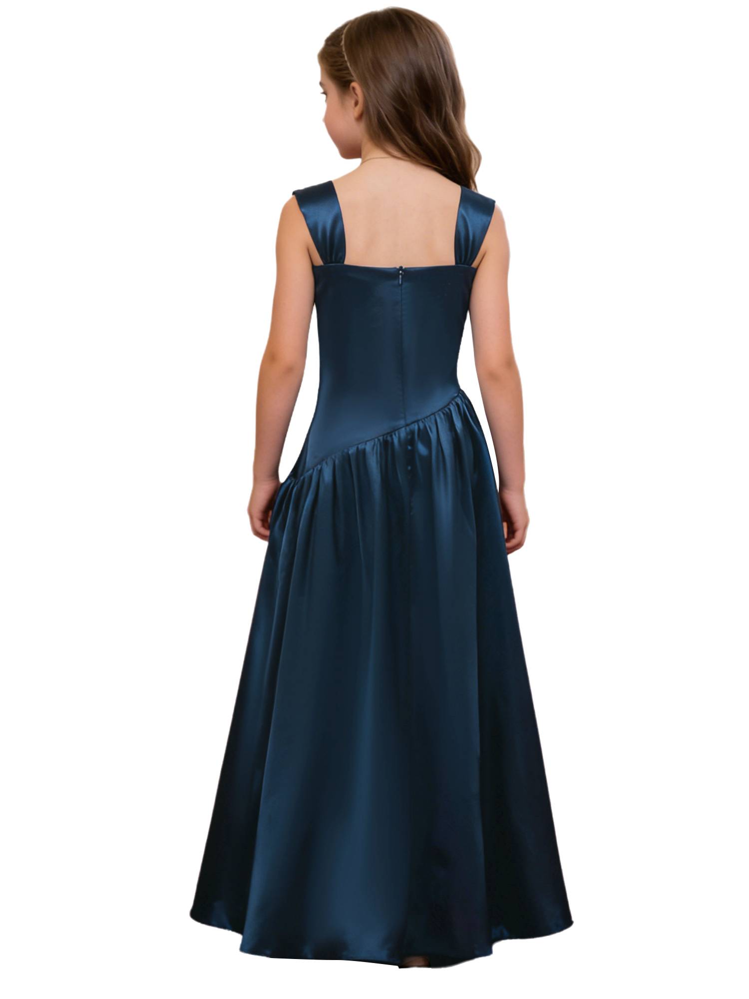 Girls Elegant Satiny Party Gown Flower Girl Dress for Wedding & Baptism
