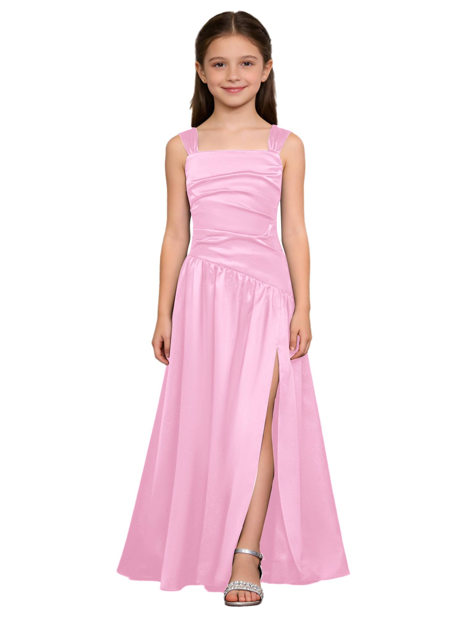 Girls Elegant Satiny Party Gown Flower Girl Dress for Wedding & Baptism
