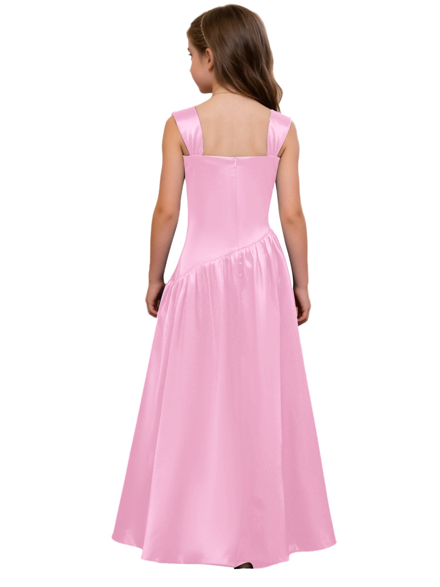 Girls Elegant Satiny Party Gown Flower Girl Dress for Wedding & Baptism