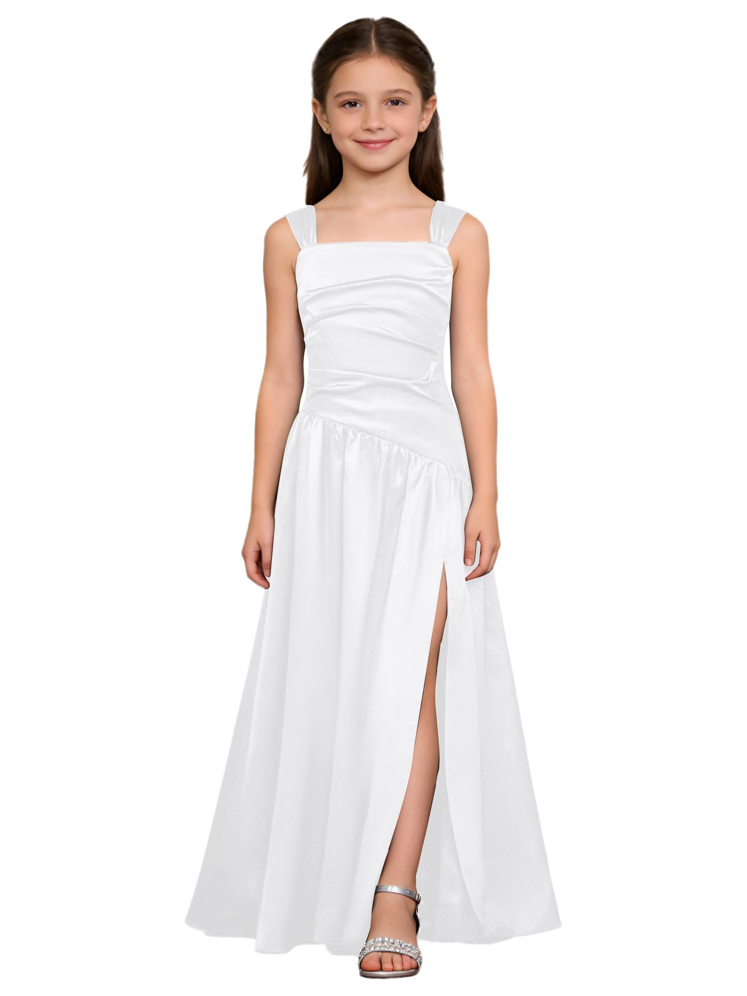 Girls Elegant Satiny Party Gown Flower Girl Dress for Wedding & Baptism