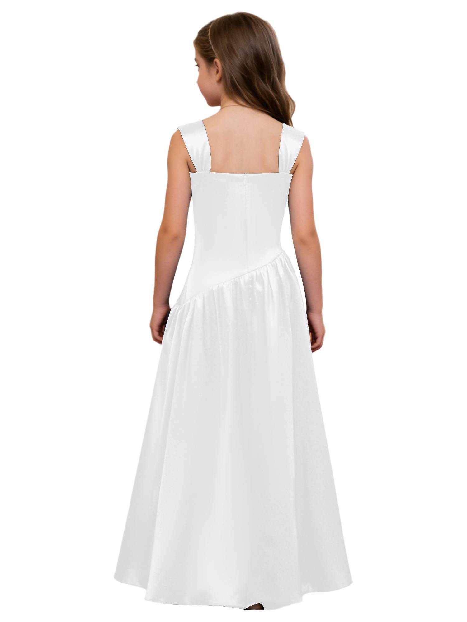 Girls Elegant Satiny Party Gown Flower Girl Dress for Wedding & Baptism