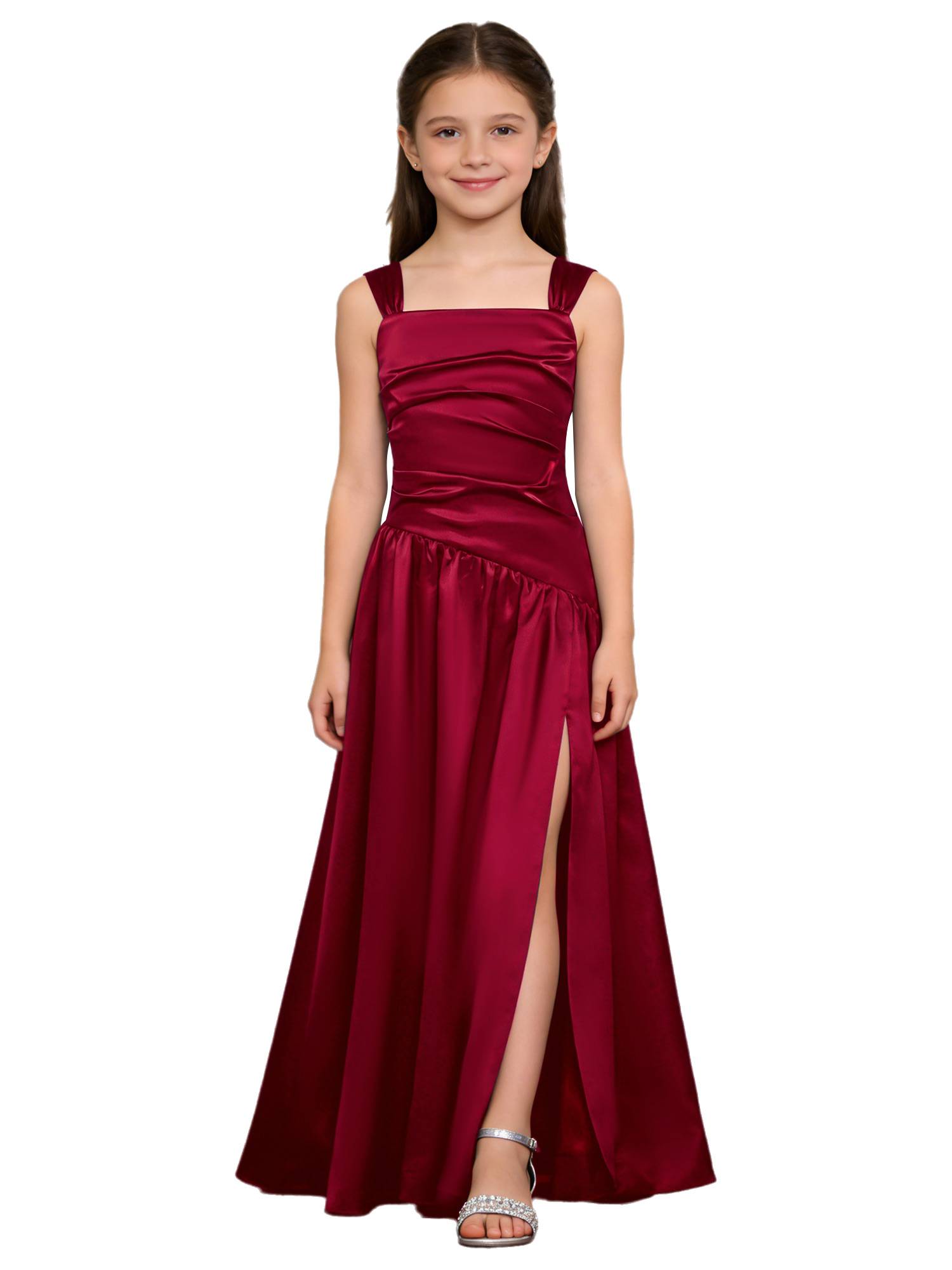 Girls Elegant Satiny Party Gown Flower Girl Dress for Wedding & Baptism