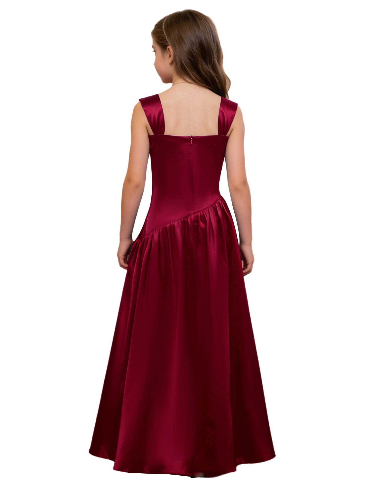 Girls Elegant Satiny Party Gown Flower Girl Dress for Wedding & Baptism