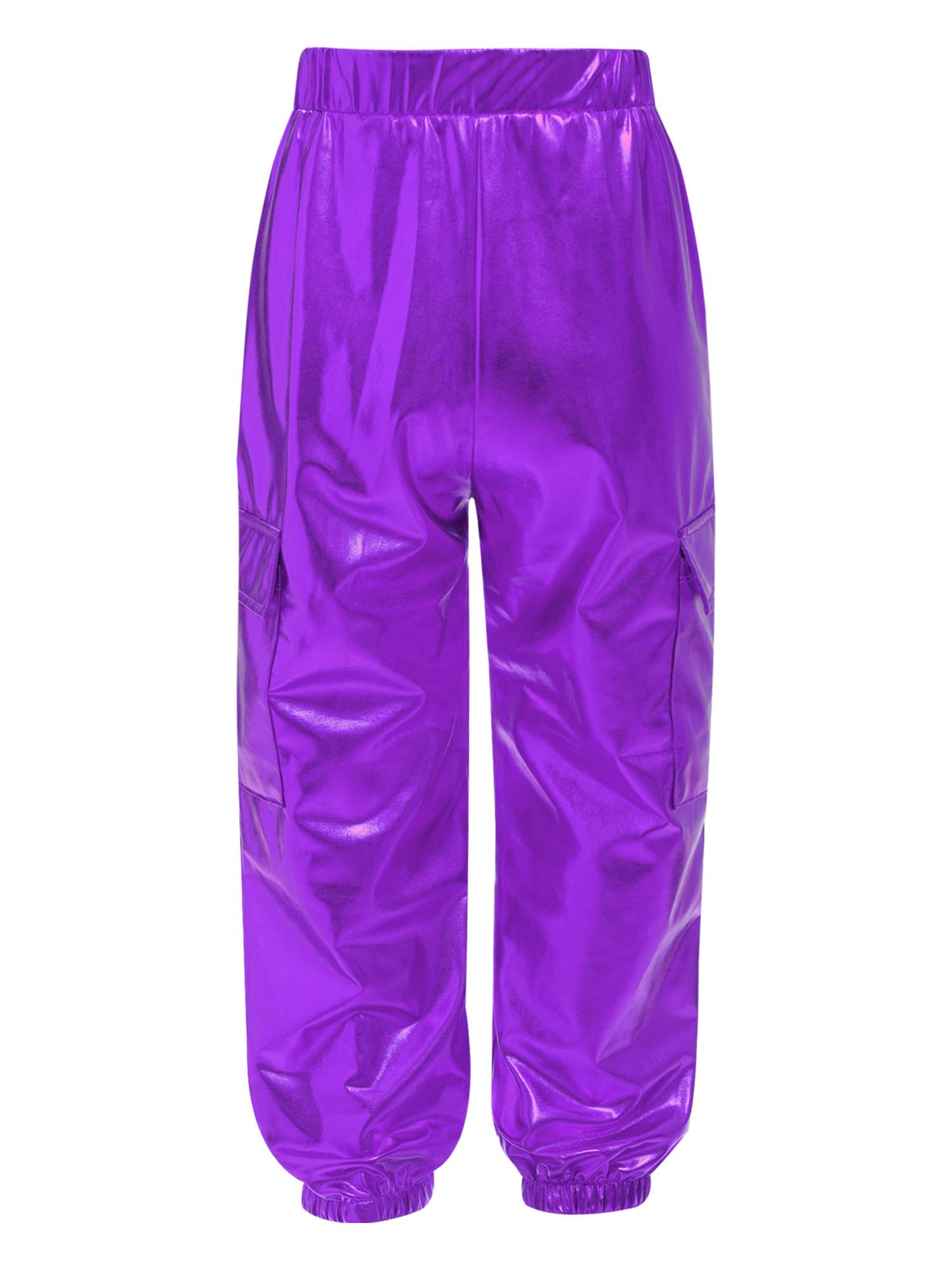 Boys Metallic Sequin Jazz Hip Hop Dance Set Sleeveless Top with Cargo Pants