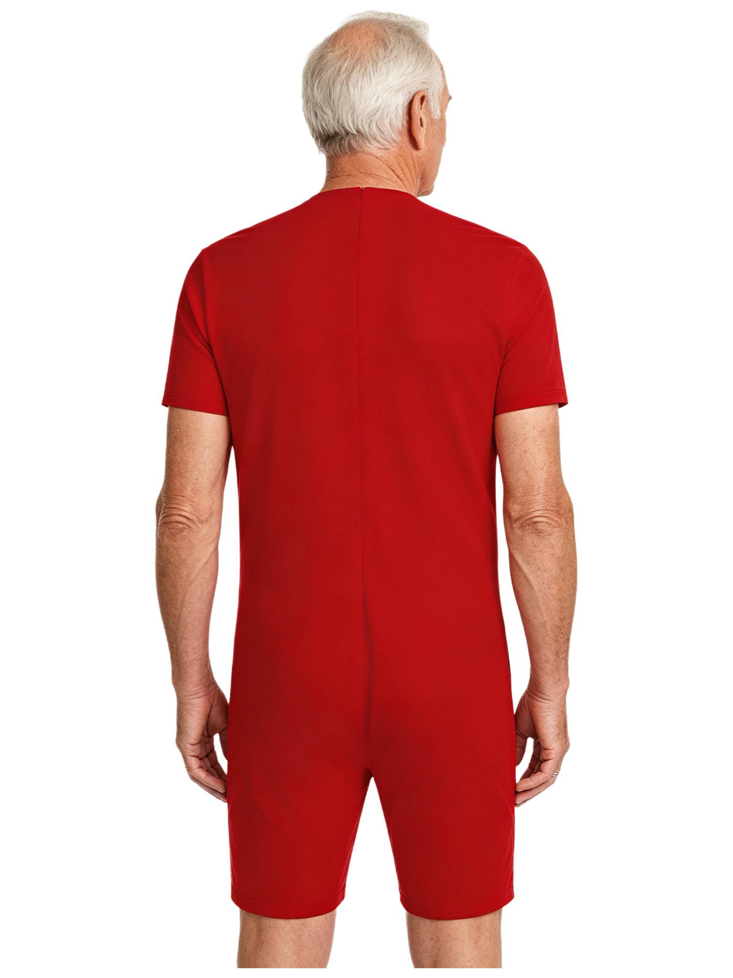 Adults Unisex Anti-strip Adaptive Jumpsuit Short Sleeve Back Zipper Rompers