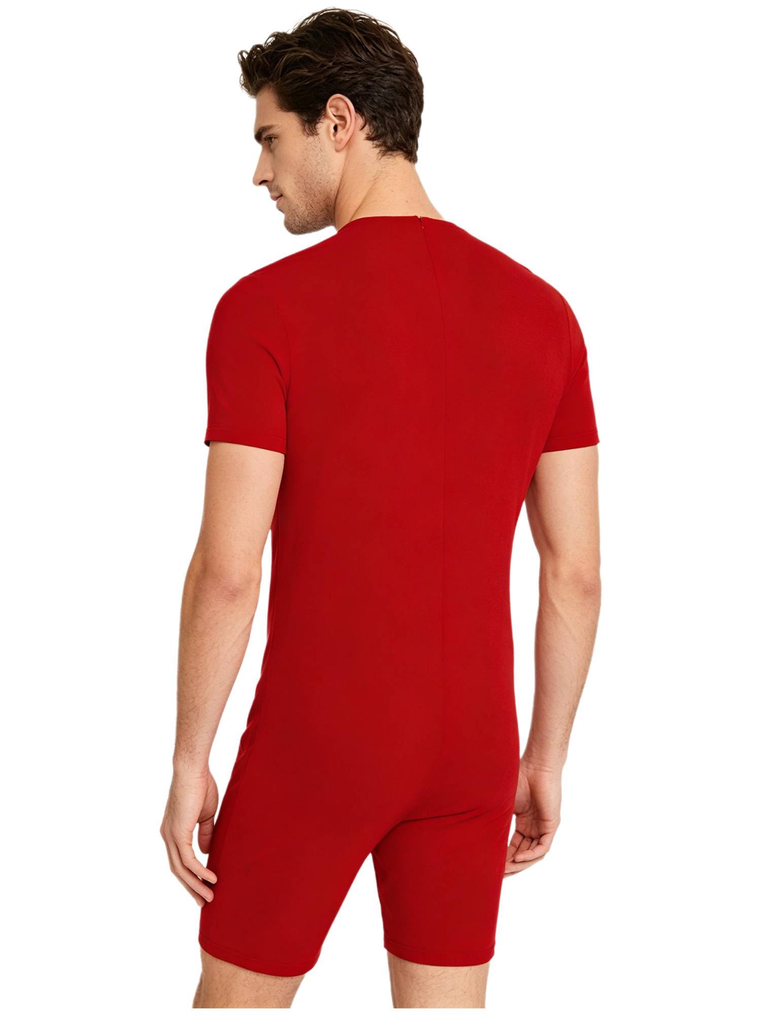 Adults Unisex Anti-strip Adaptive Jumpsuit Short Sleeve Back Zipper Rompers