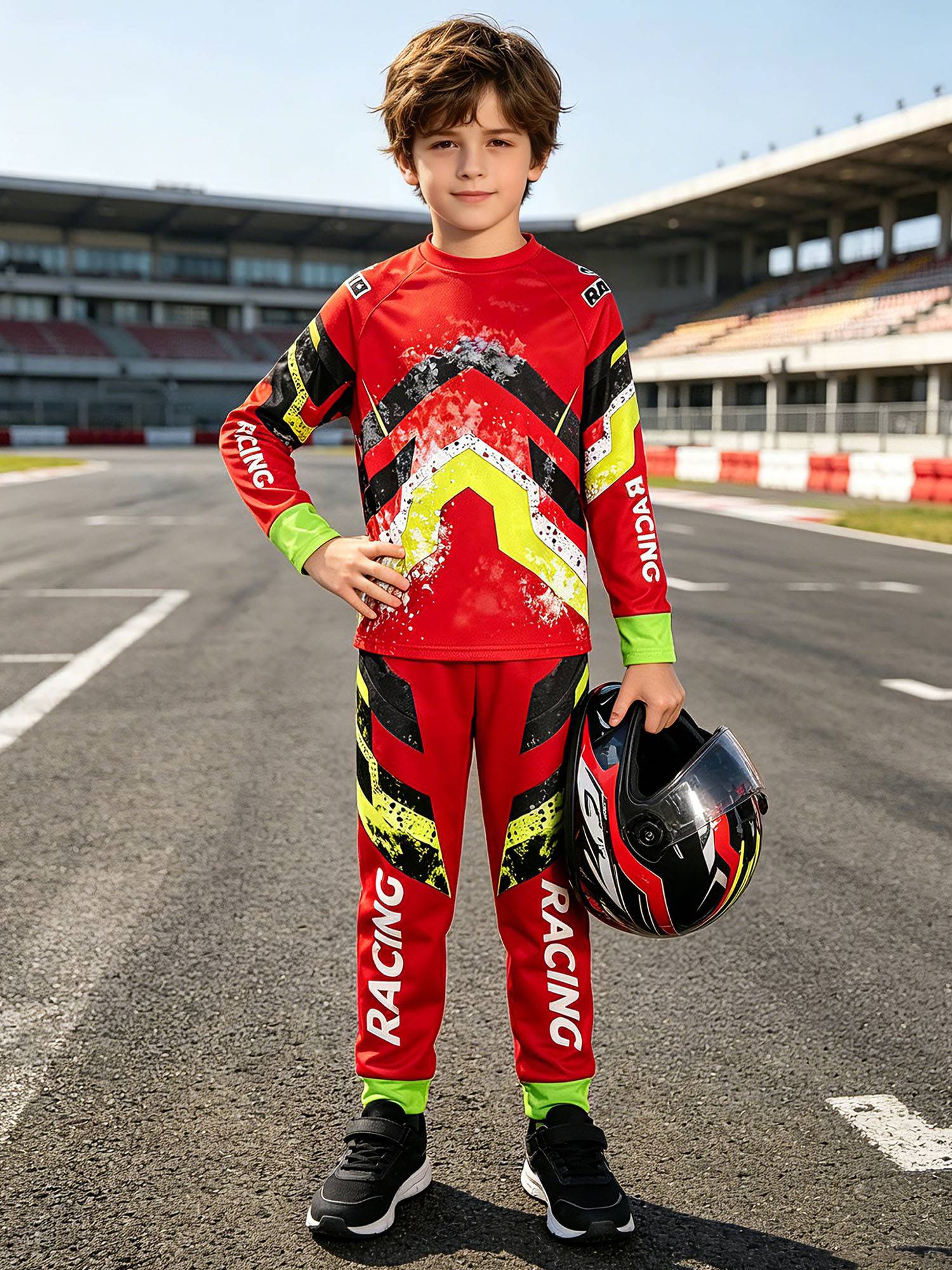 Boys Motocross 2-Piece Jersey & Pants Set for Off-Road & Mountain Biking