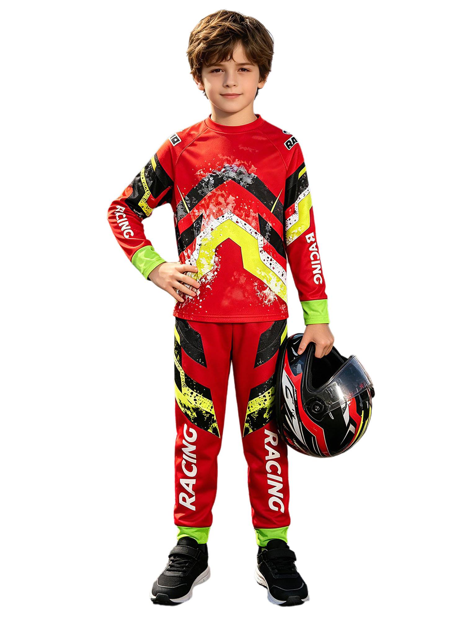 Boys Motocross 2-Piece Jersey & Pants Set for Off-Road & Mountain Biking
