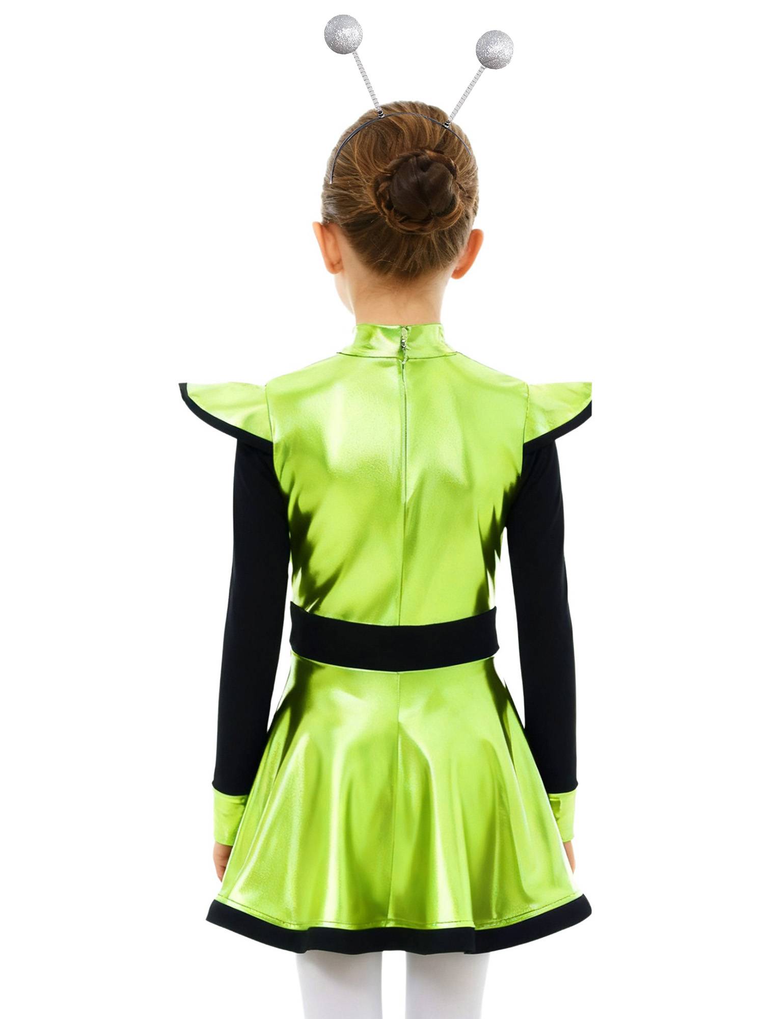 Kids Girls Outfit Fashion Dress Galaxy Alien Costume Dancewear Patchwork Gloss