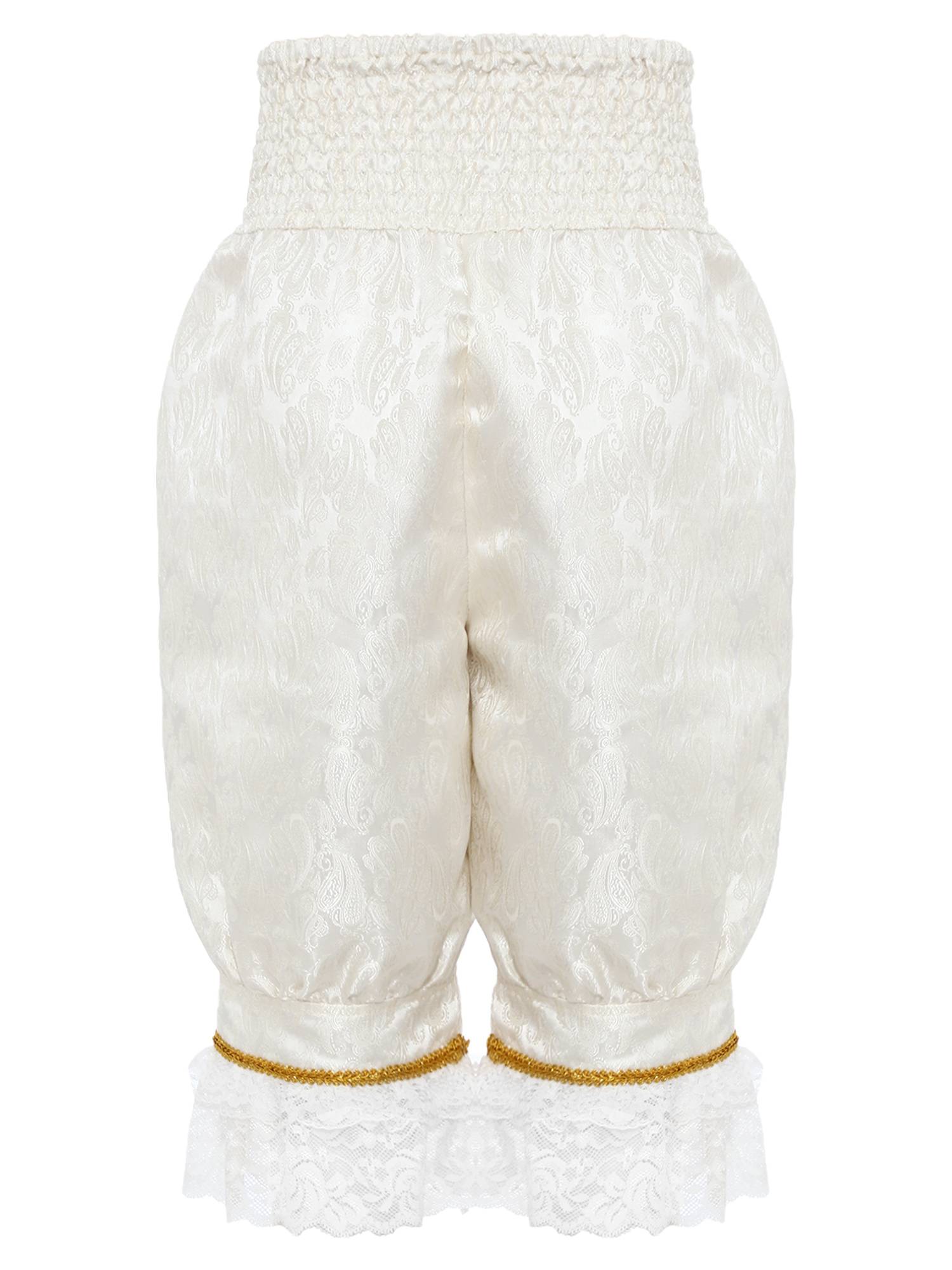 Girls Bloomers High Waist Pantaloons Retro Pants Side Pockets Bottoms Jacquard