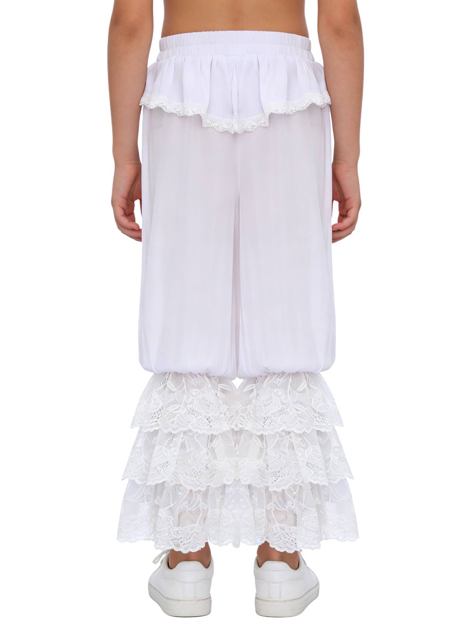 Kids Girls Long Pants Fancy Dress Bloomer Soft Lightweight Pantaloons Cosplay