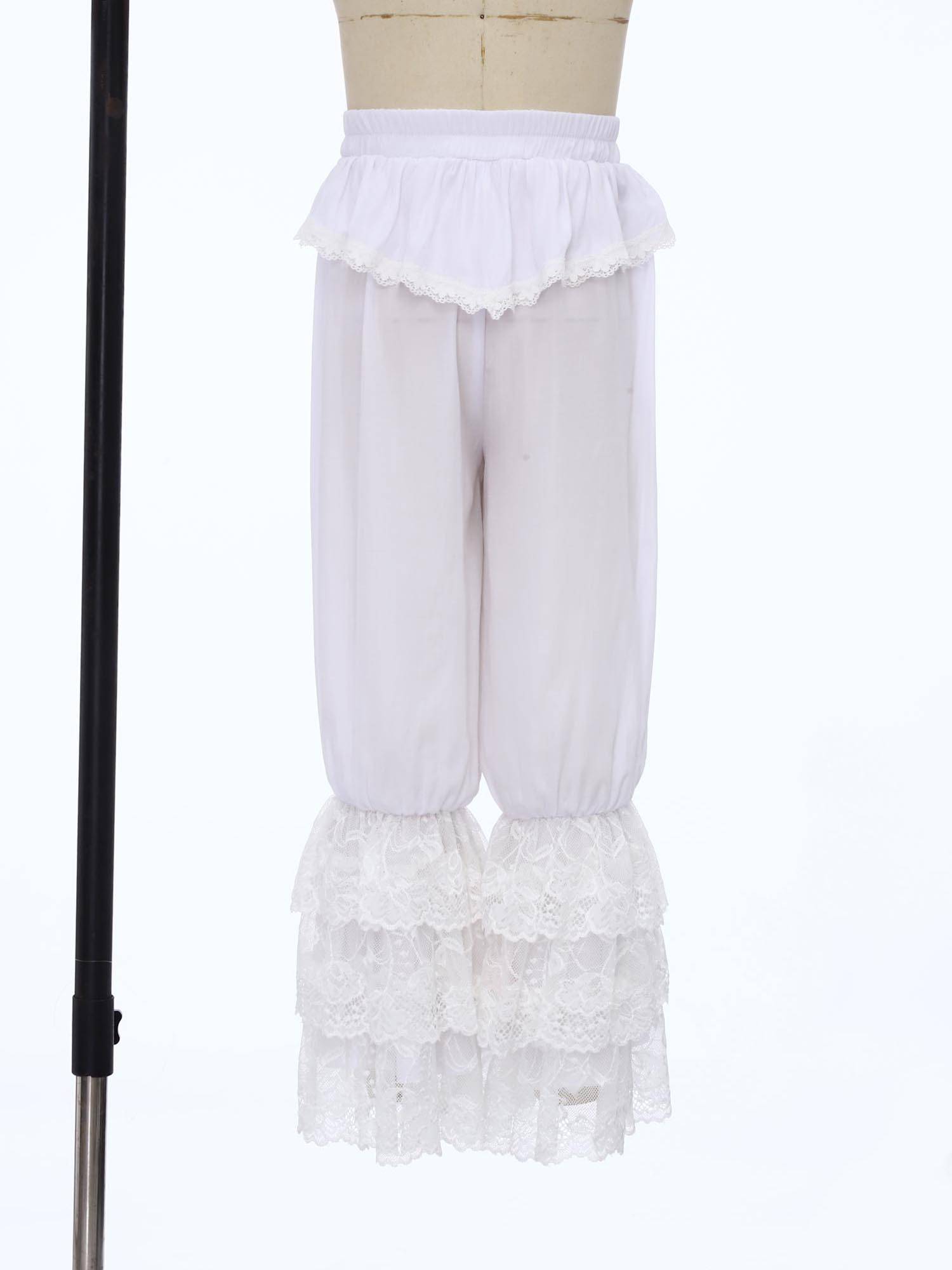 Kids Girls Long Pants Fancy Dress Bloomer Soft Lightweight Pantaloons Cosplay