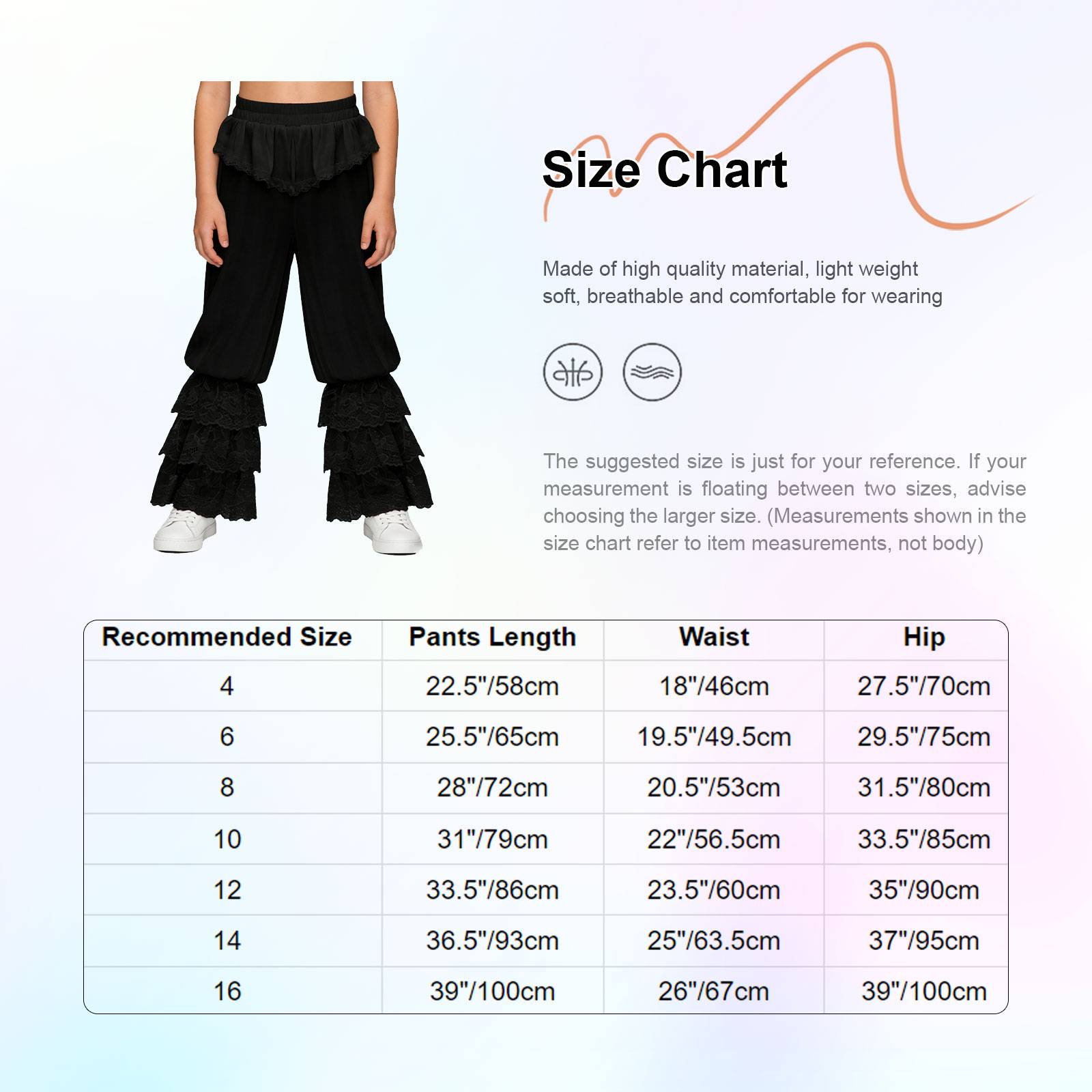 Kids Girls Long Pants Fancy Dress Bloomer Soft Lightweight Pantaloons Cosplay