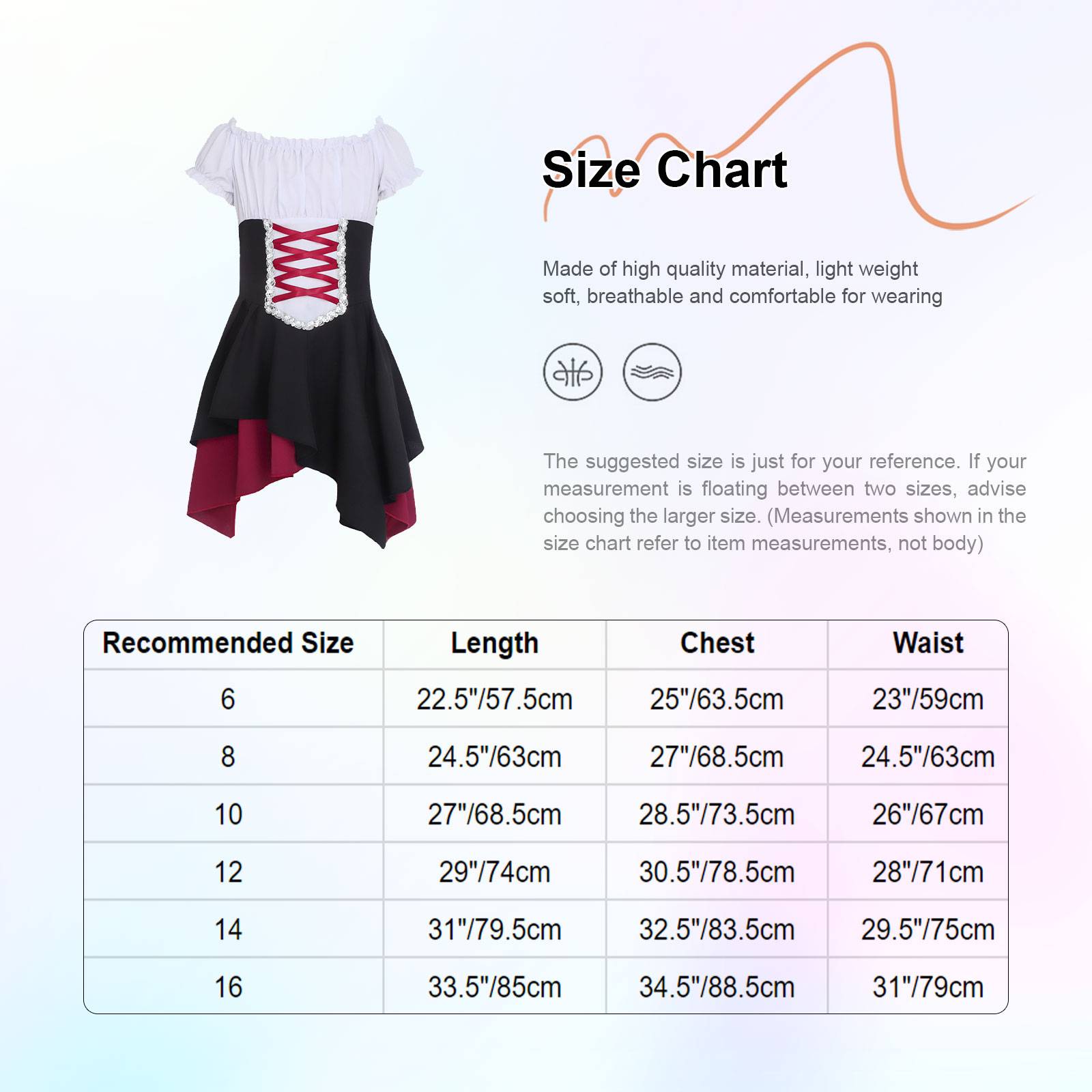 Girls Medieval Renaissance Dress Vintage Halloween Carnival Costume