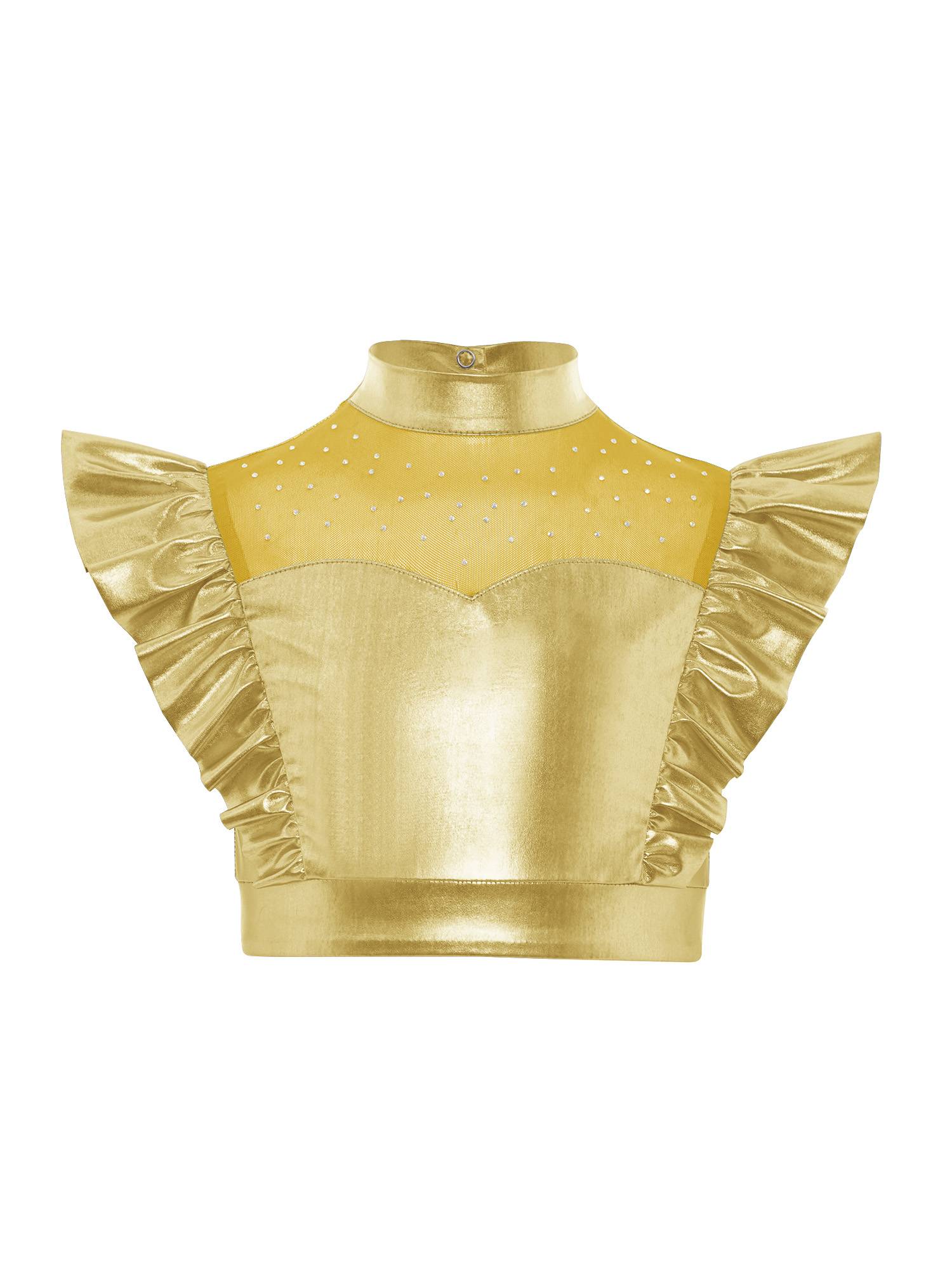 Kids Girls Outfit Metallic Costume Carnival Set Dancewear Cosplay Stage Alien
