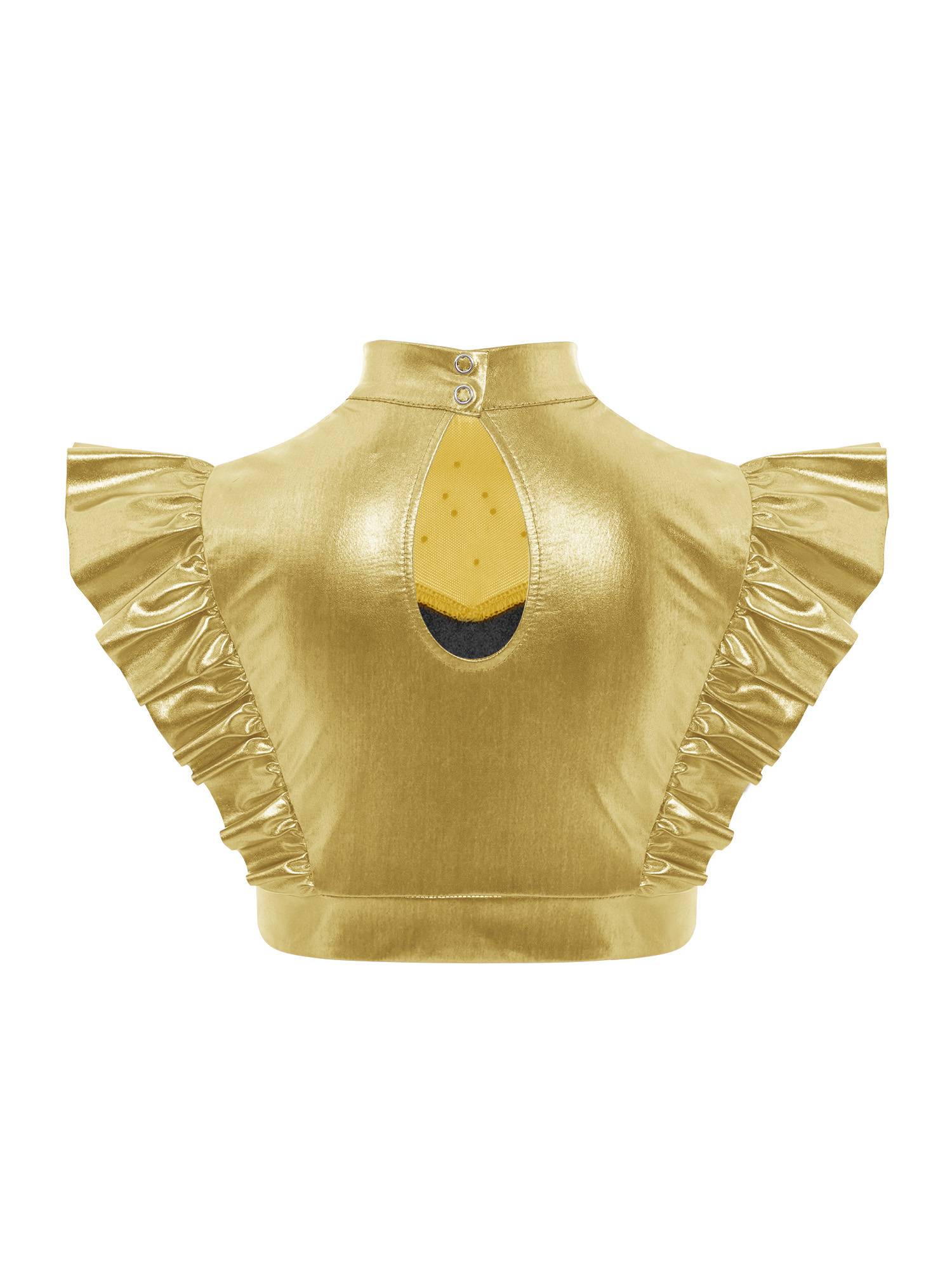 Kids Girls Outfit Metallic Costume Carnival Set Dancewear Cosplay Stage Alien
