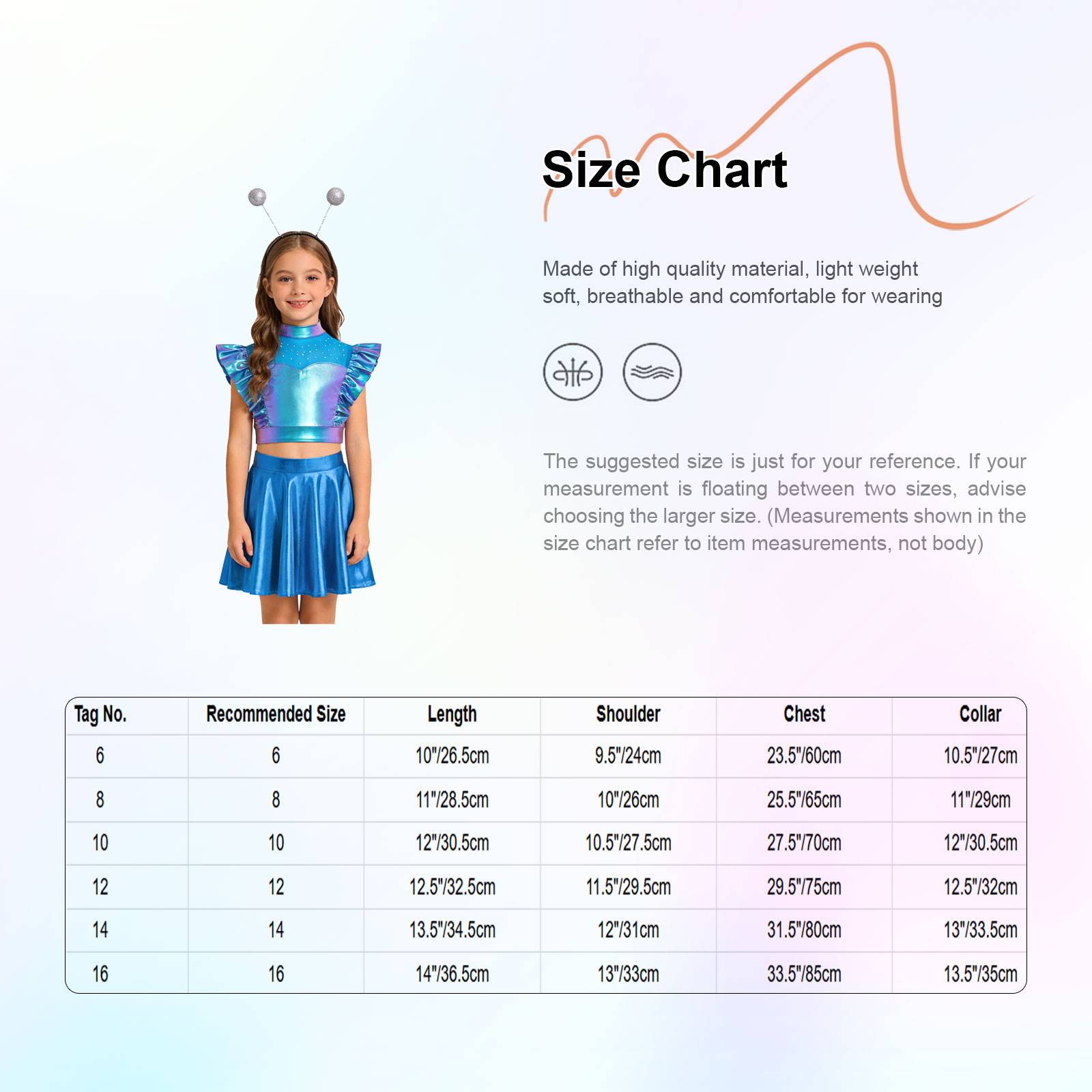 Kids Girls Outfit Metallic Costume Carnival Set Dancewear Cosplay Stage Alien