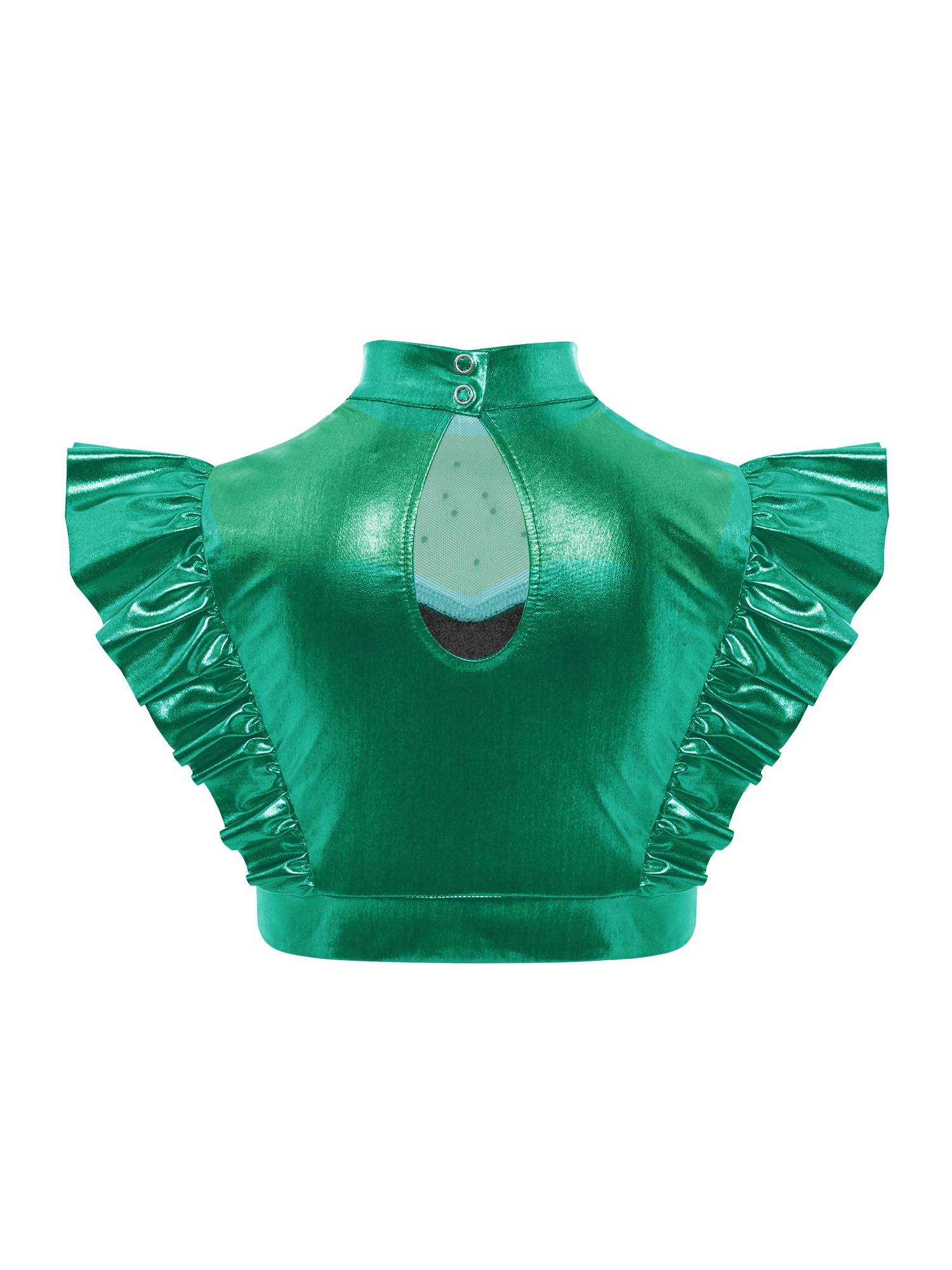 Kids Girls Outfit Metallic Costume Carnival Set Dancewear Cosplay Stage Alien