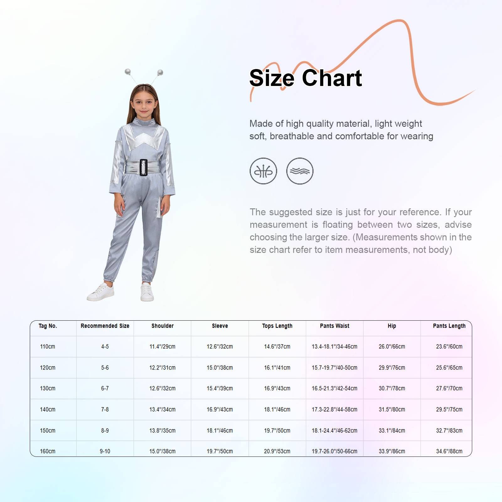 Girls' Alien Costume Shiny Outfits Uniform Astronaut Festival Dress Up Kids Top
