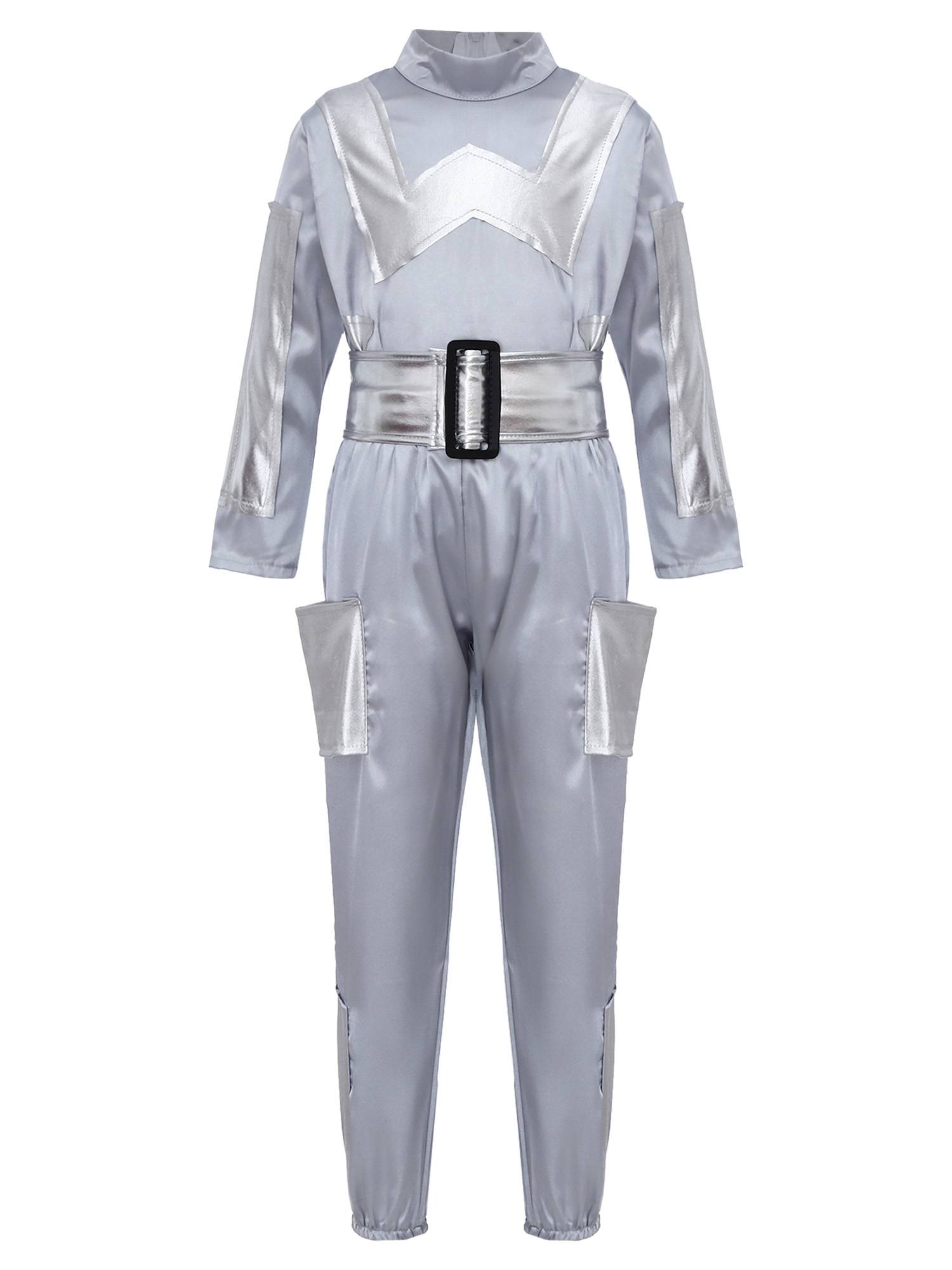 Girls' Alien Costume Shiny Outfits Uniform Astronaut Festival Dress Up Kids Top