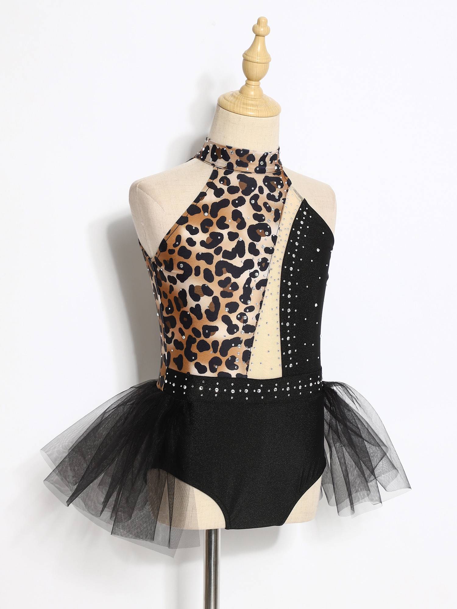 Kids Girls Caveman Costume Ballet Outfit Leotard Sparkly Jumpsuit Keyhole Back