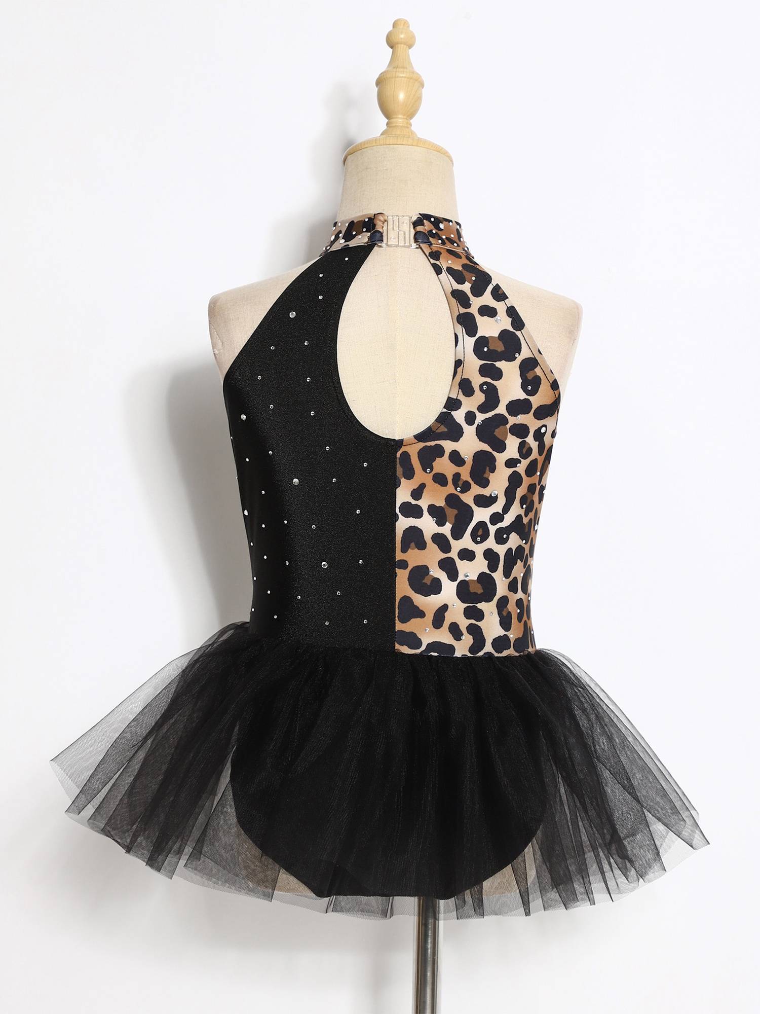 Kids Girls Caveman Costume Ballet Outfit Leotard Sparkly Jumpsuit Keyhole Back