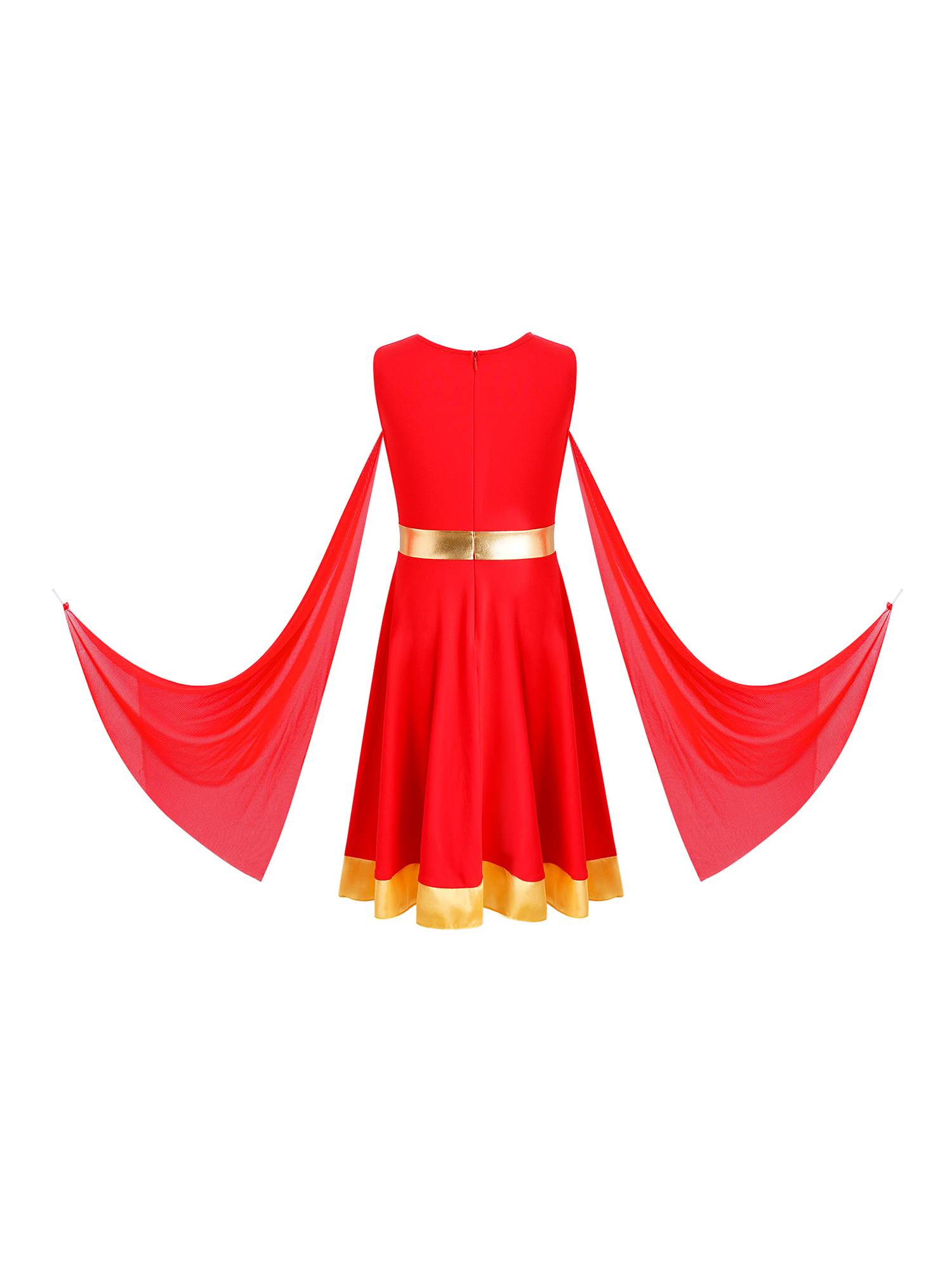 Girls Liturgical Praise Dance Tunic Mesh Overlay Choir Robe for Church & Dance